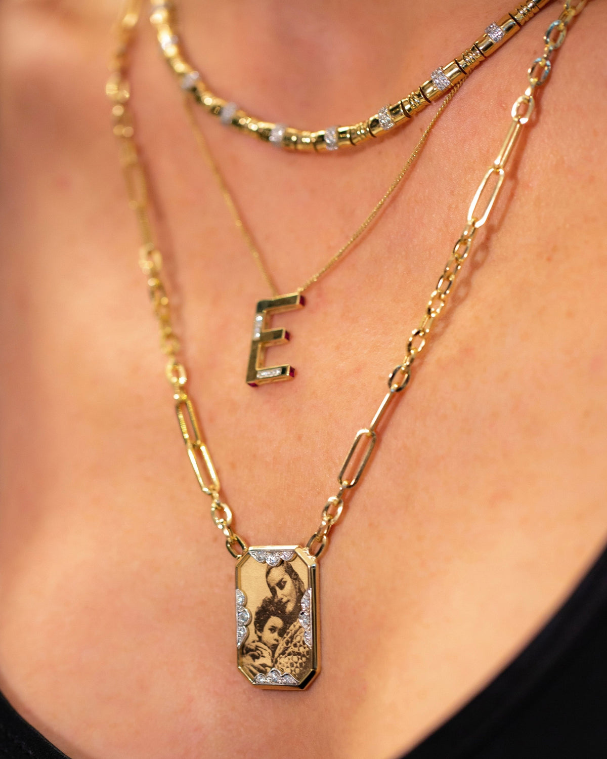 Instant Memories Recta Grande Photo Engraved Necklace