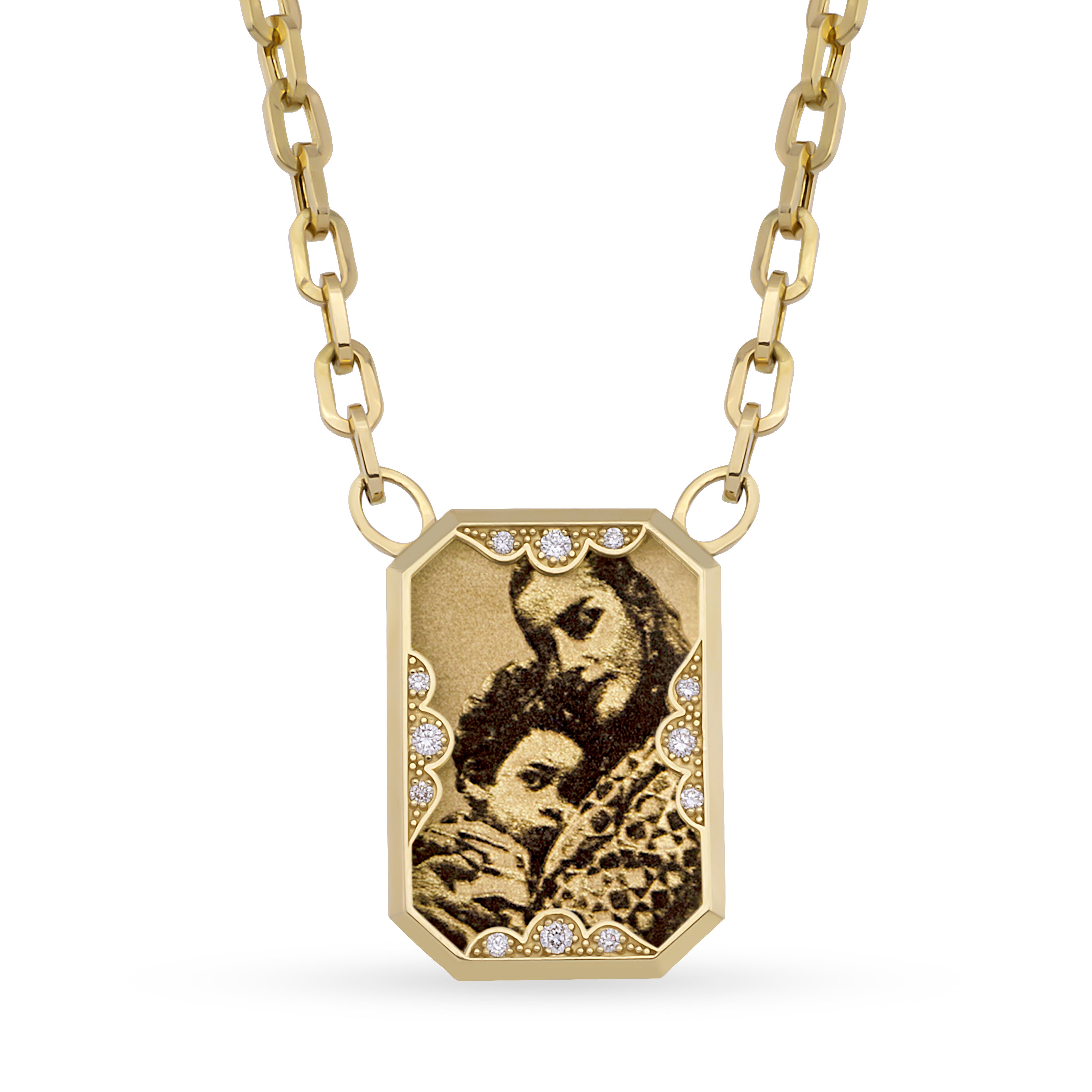 Instant Memories Recta Grande Photo Engraved Necklace