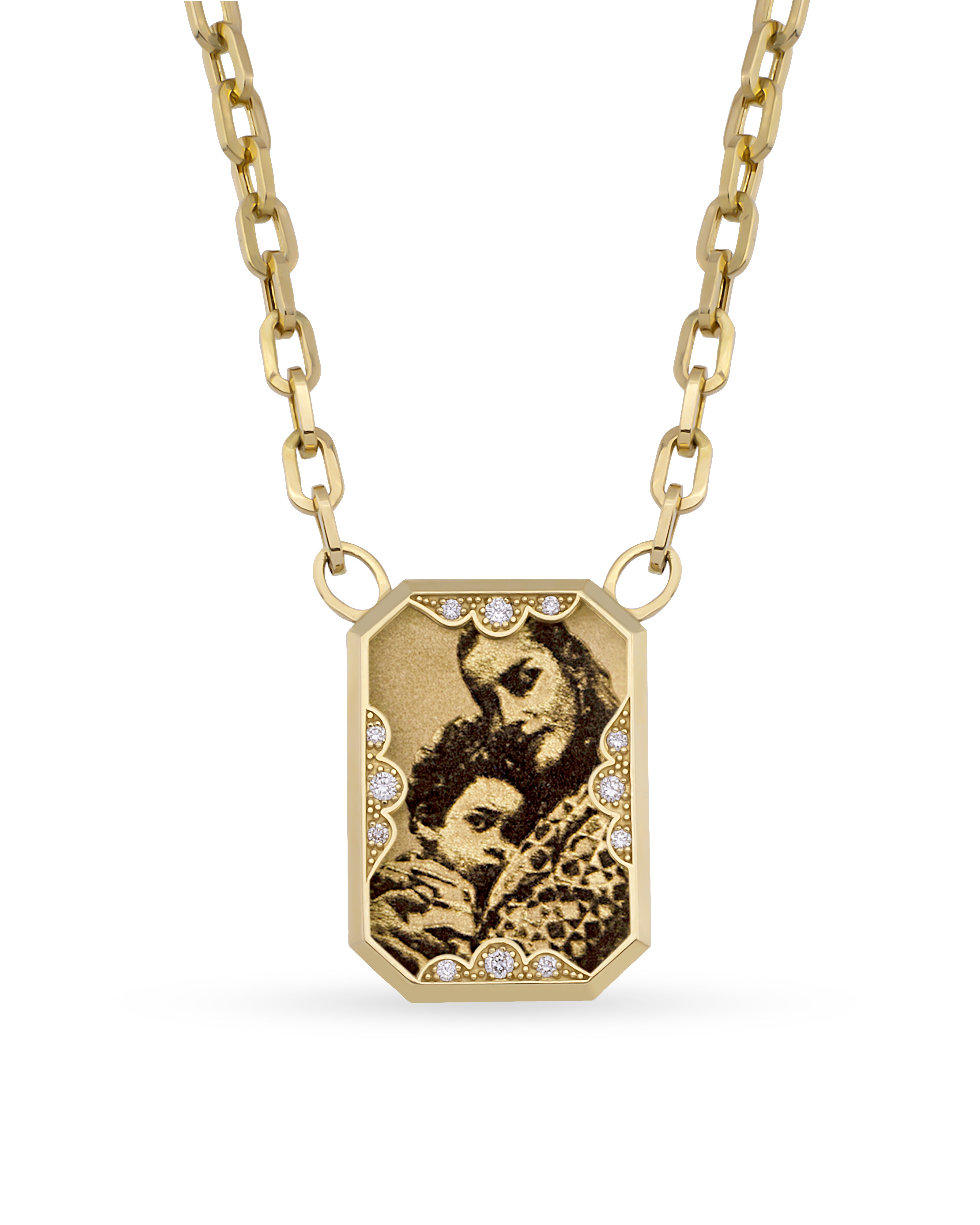 Instant Memories Recta Grande Photo Engraved Necklace