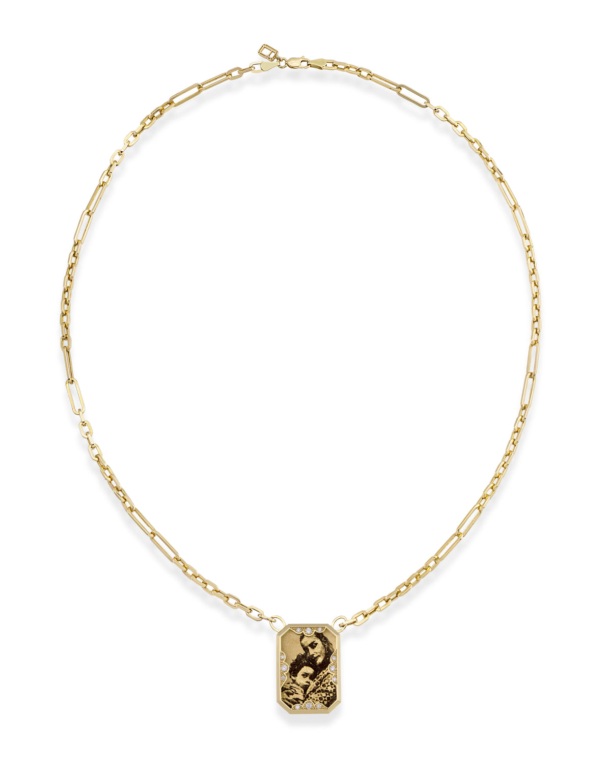 Instant Memories Recta Grande Photo Engraved Necklace
