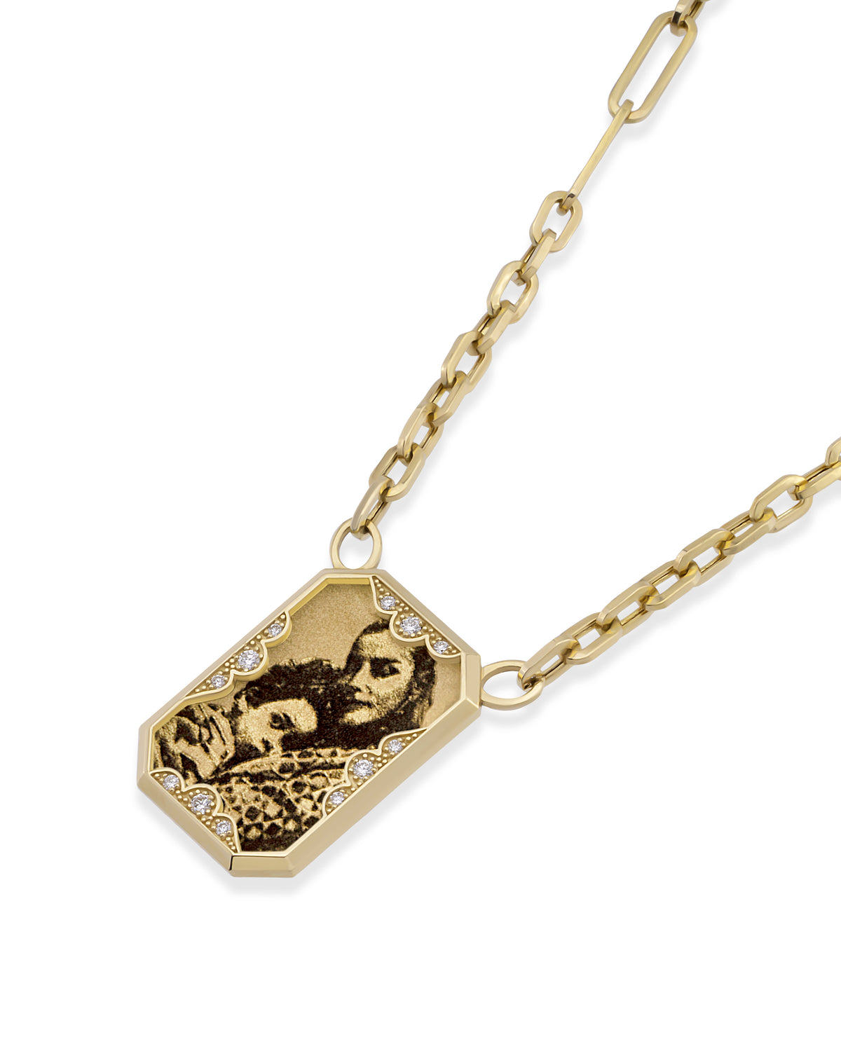 Instant Memories Recta Grande Photo Engraved Necklace