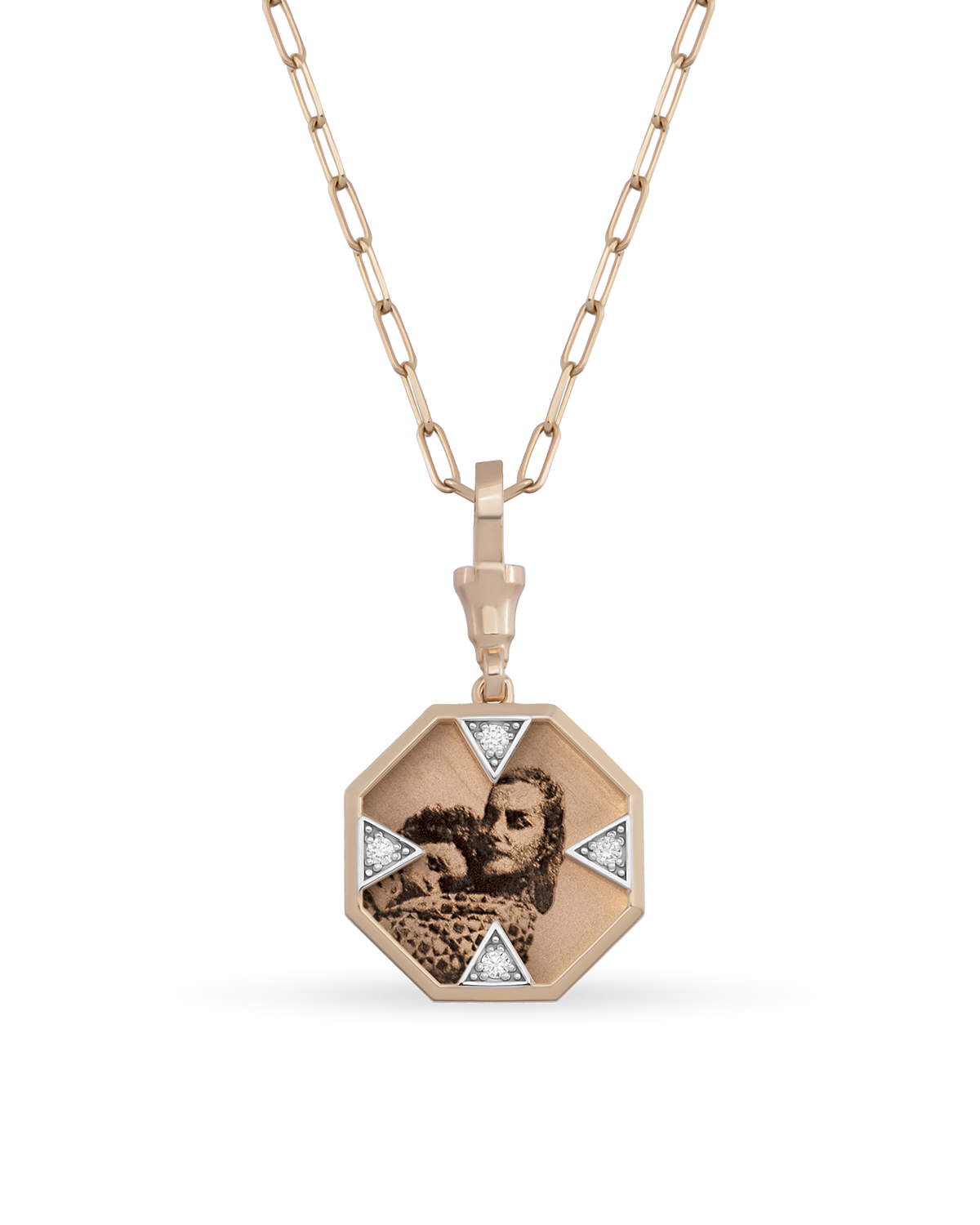 Instant Memories Octa Photo Engraved Necklace