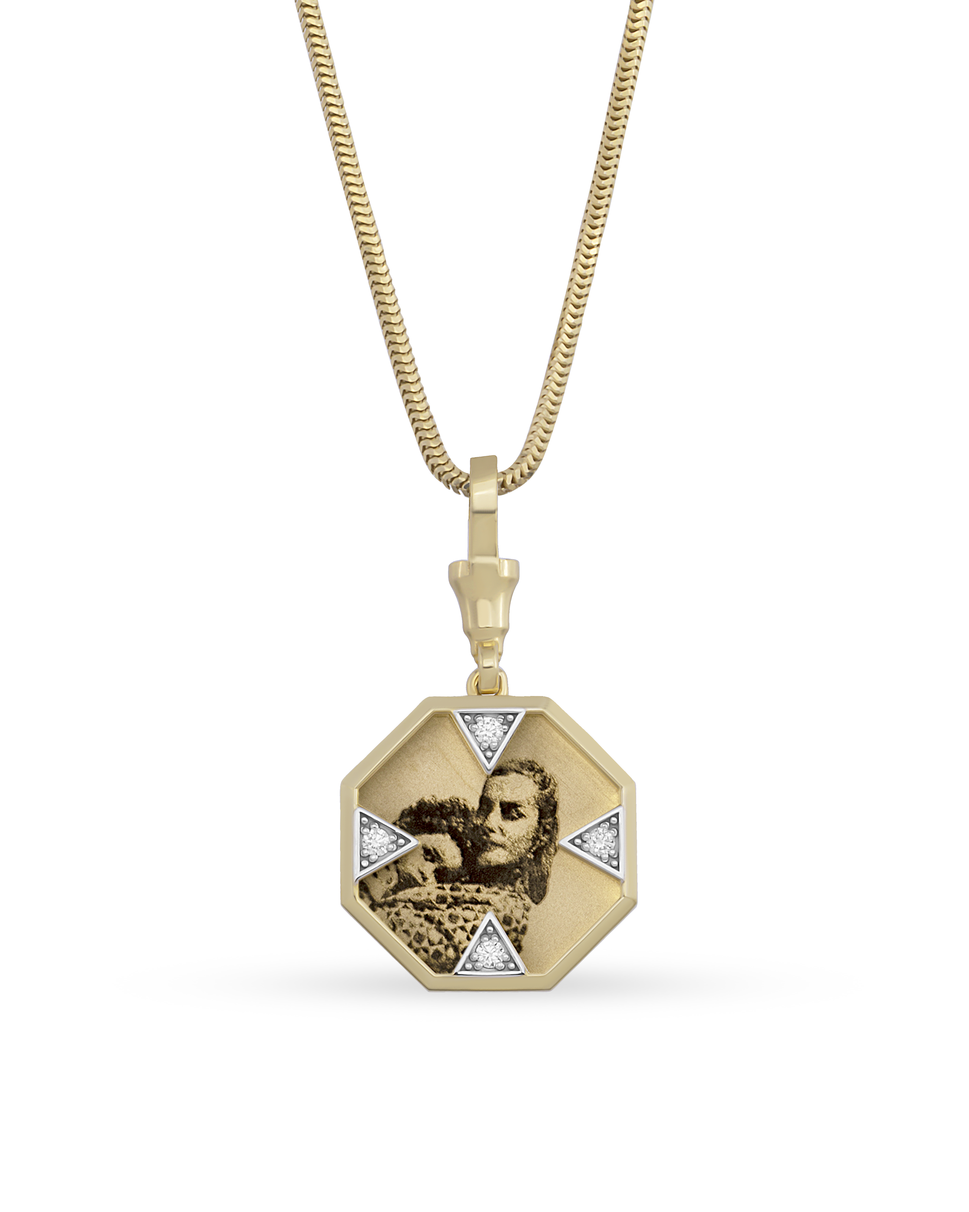 Instant Memories Octa Photo Engraved Necklace