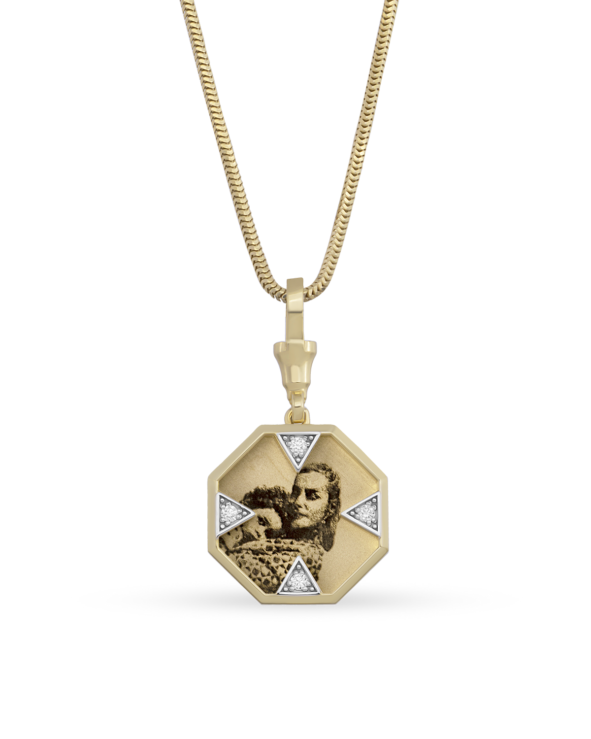 Instant Memories Octa Photo Engraved Necklace