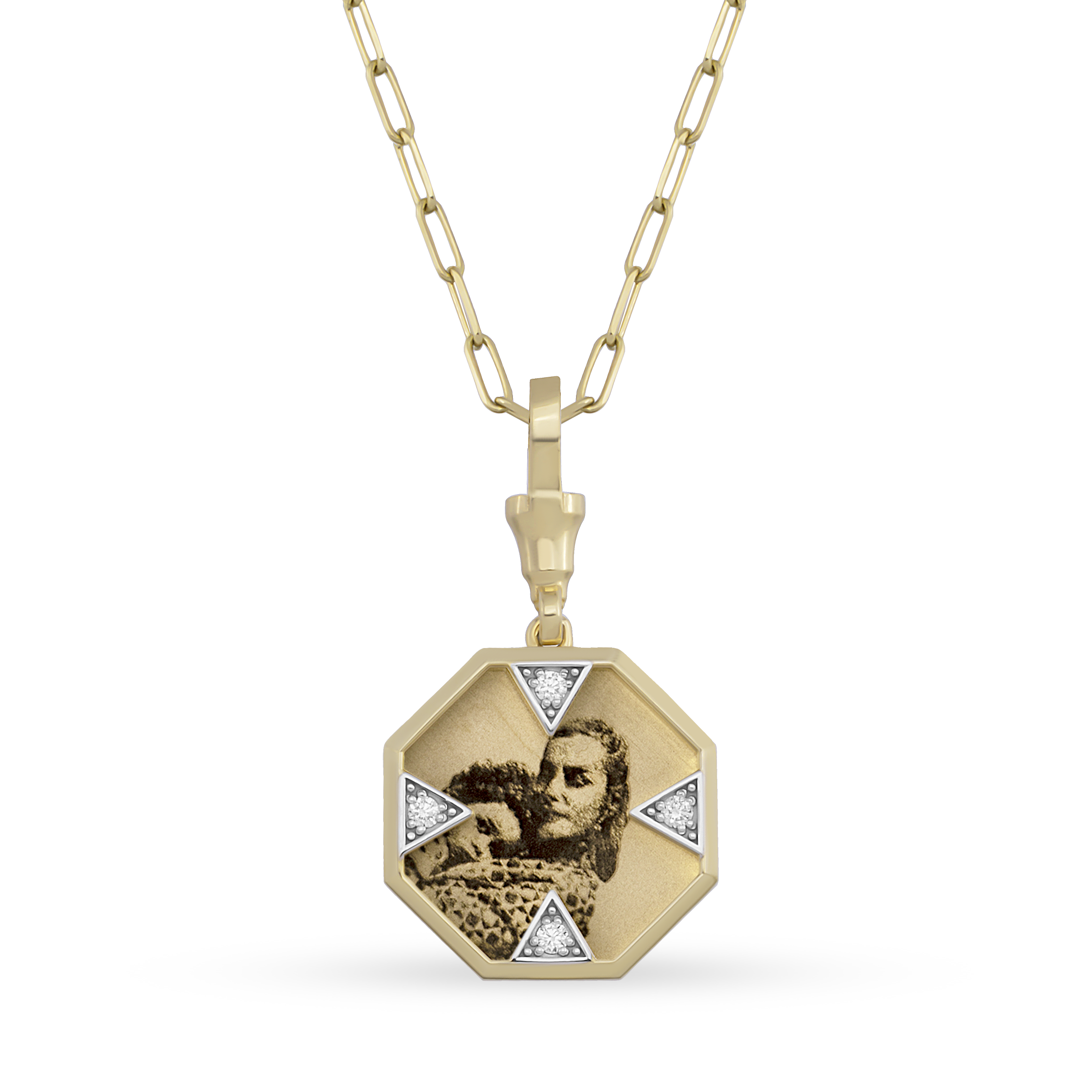 Instant Memories Octa Photo Engraved Necklace