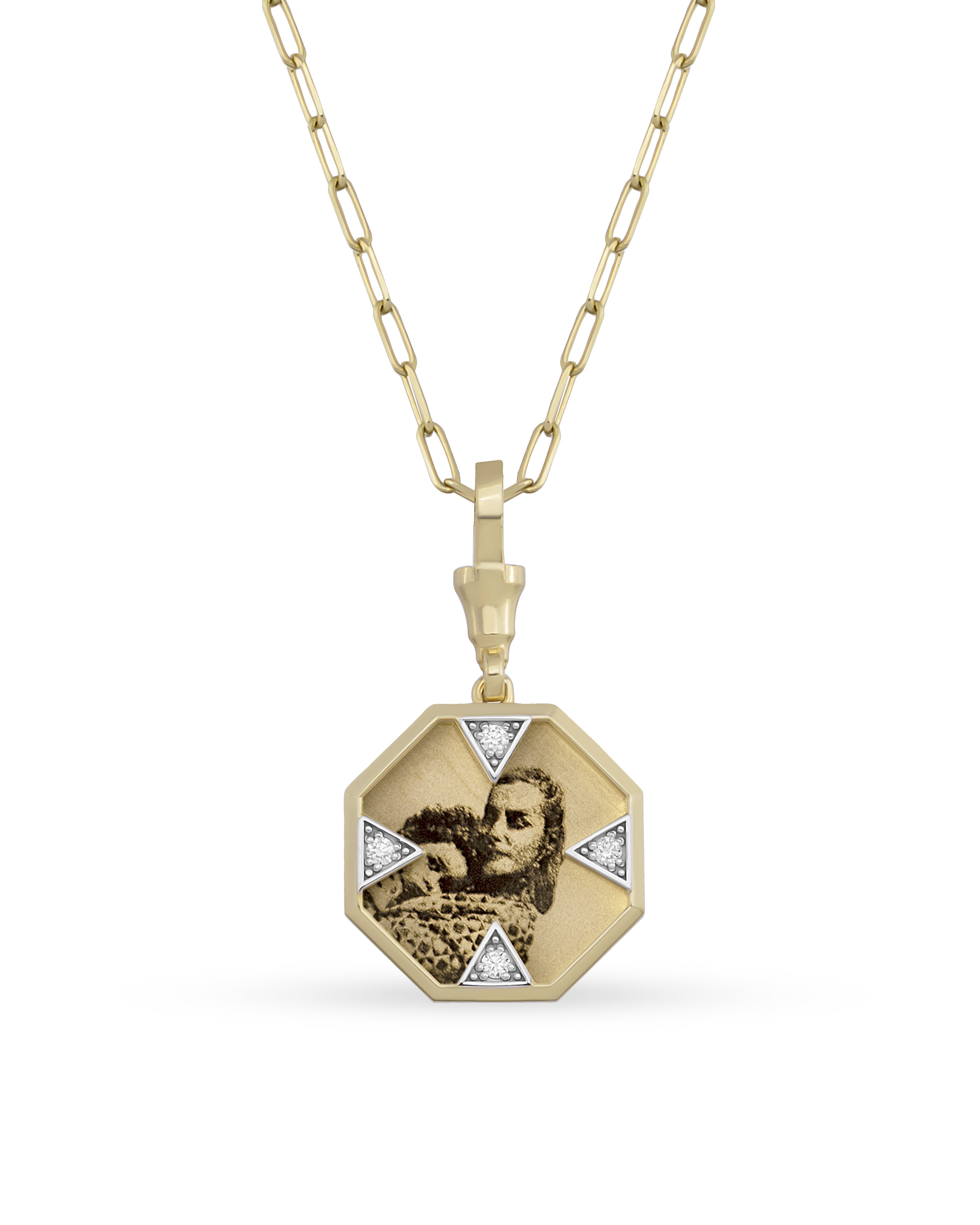 Instant Memories Octa Photo Engraved Necklace