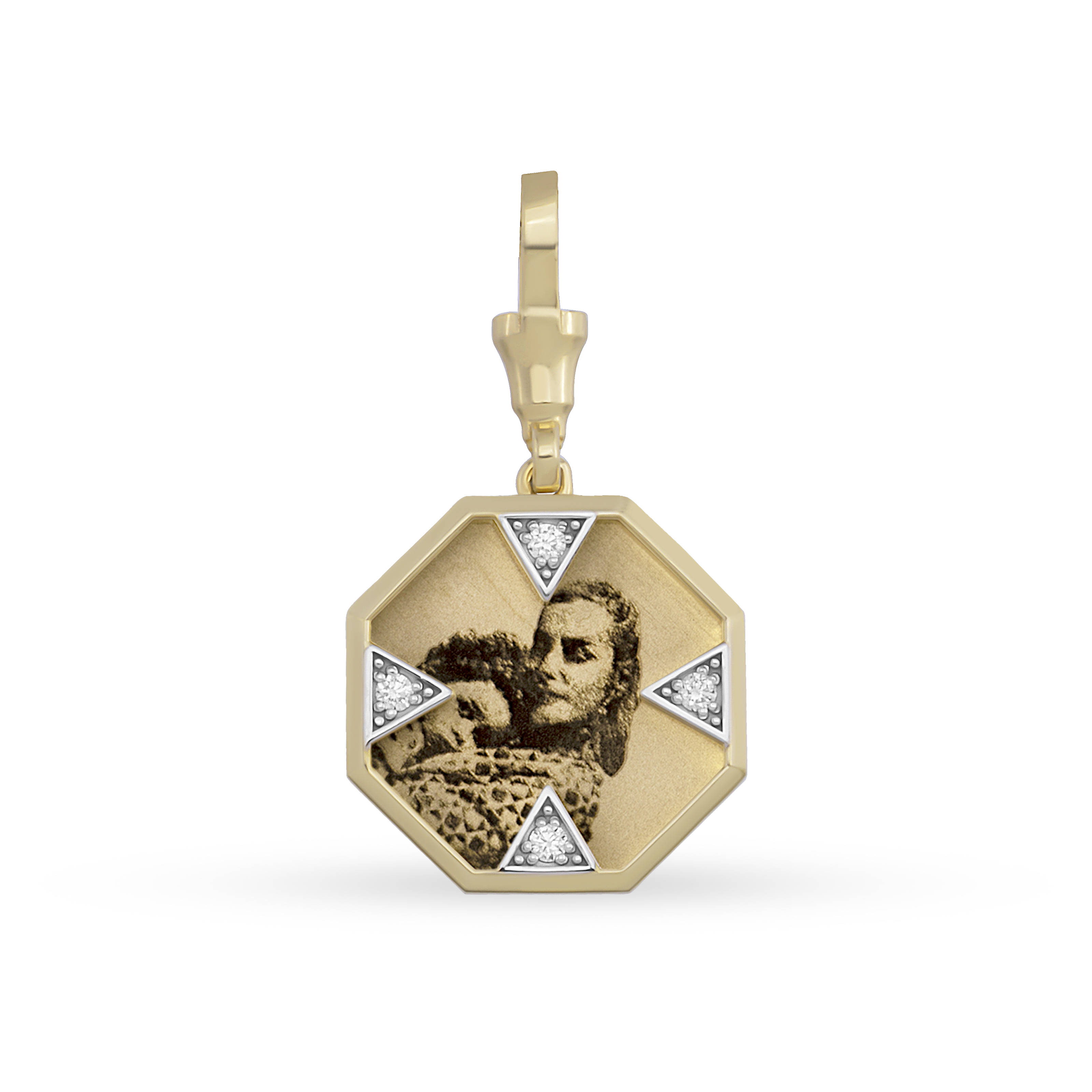 Instant Memories Octa Photo Engraved Pendant