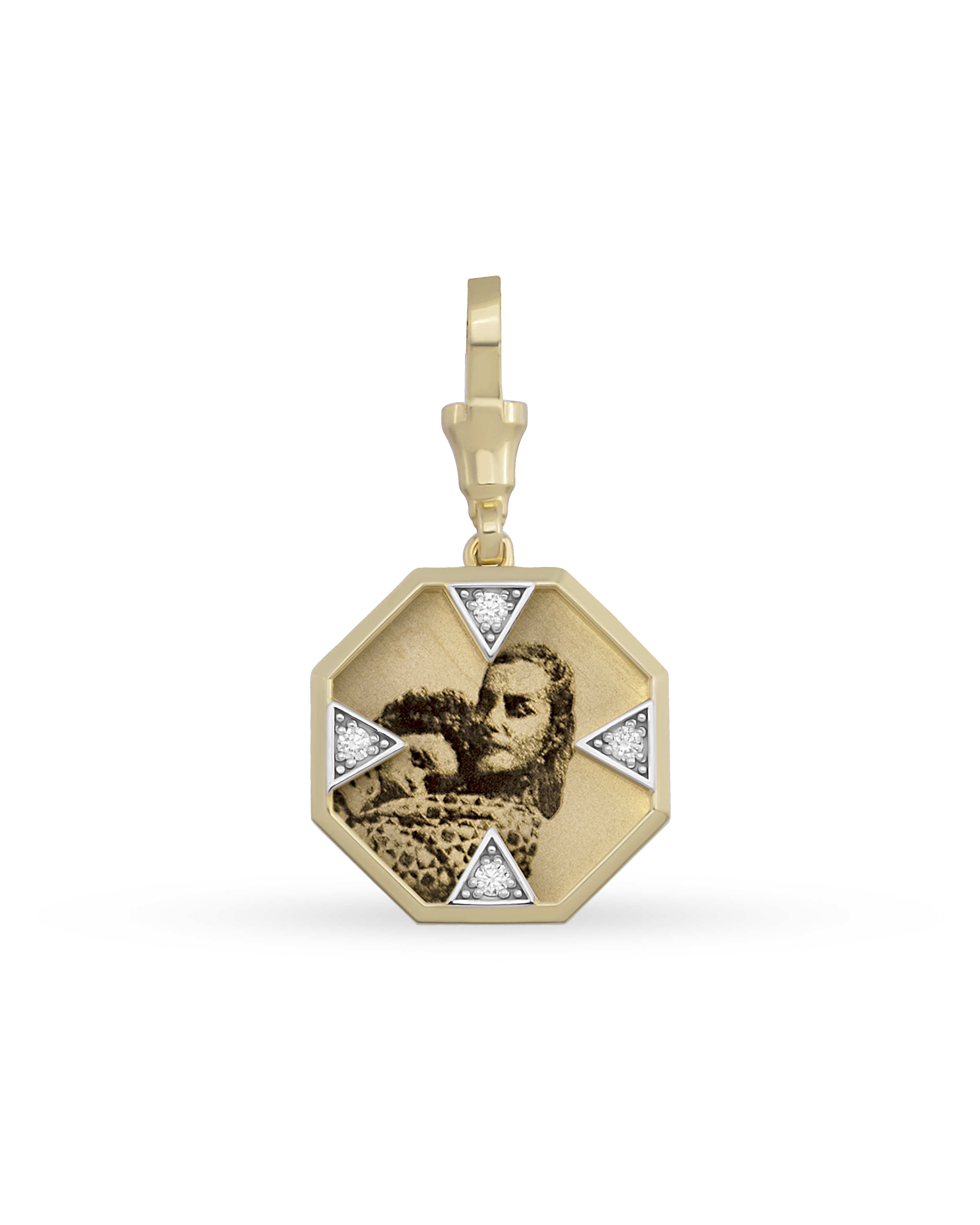 Instant Memories Octa Photo Engraved Pendant