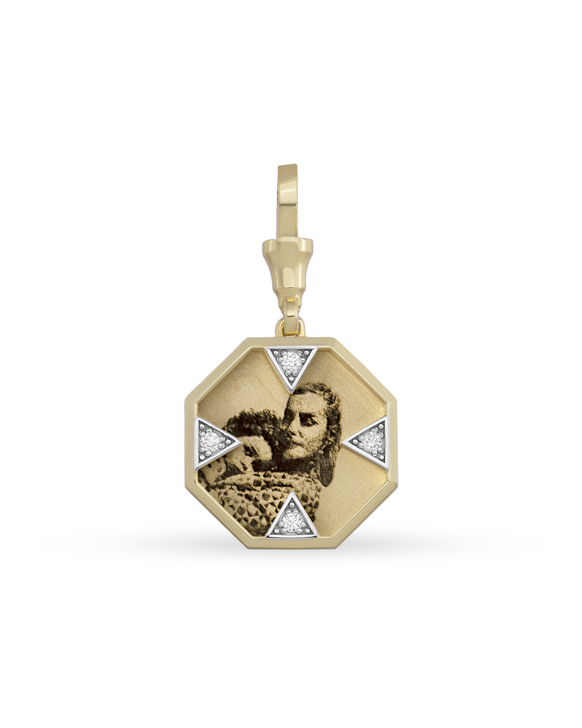 Instant Memories Octa Photo Engraved Pendant