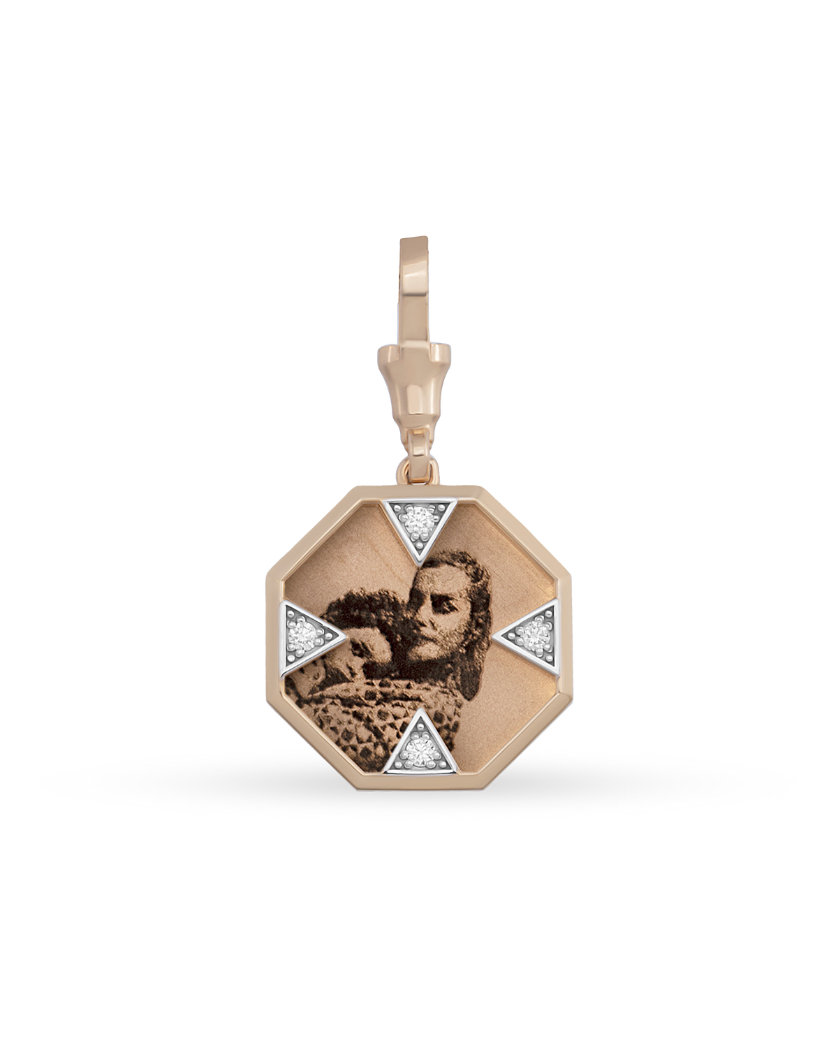 Instant Memories Octa Photo Engraved Pendant