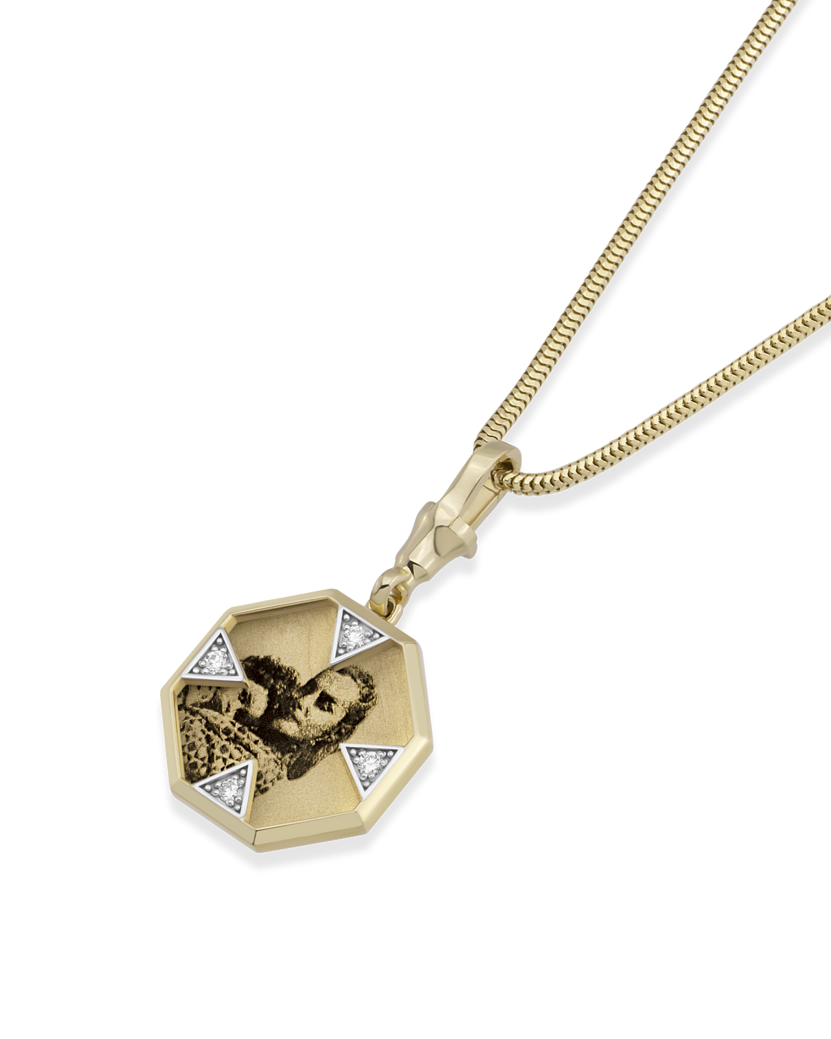Instant Memories Octa Photo Engraved Necklace