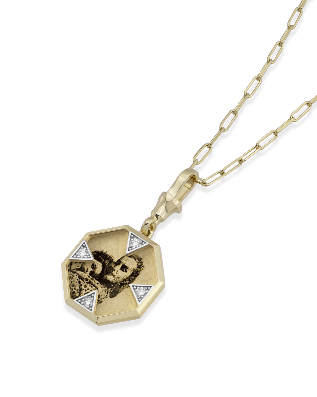 Instant Memories Octa Photo Engraved Necklace