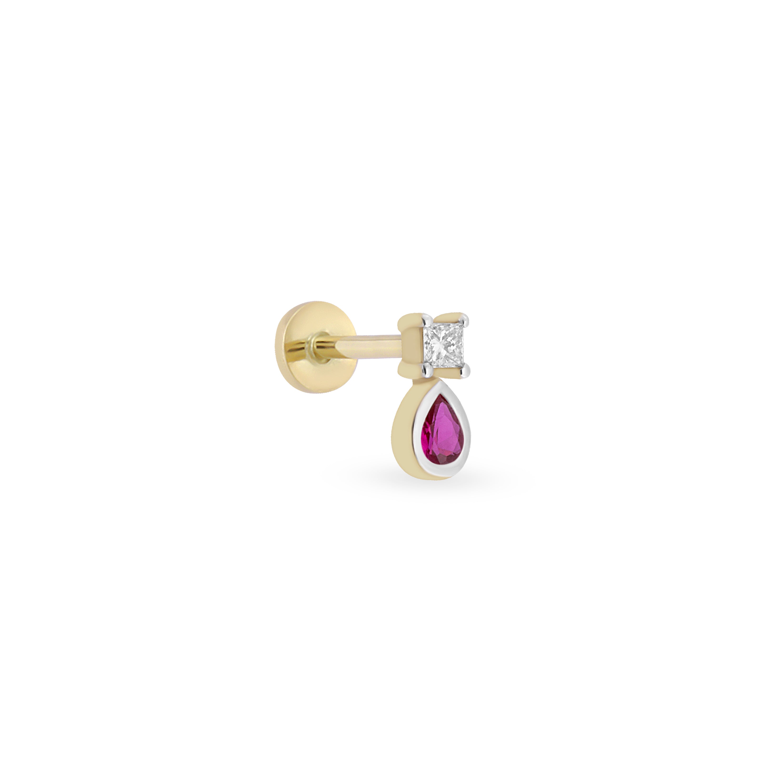 Duo Square Pear Gem Piercing