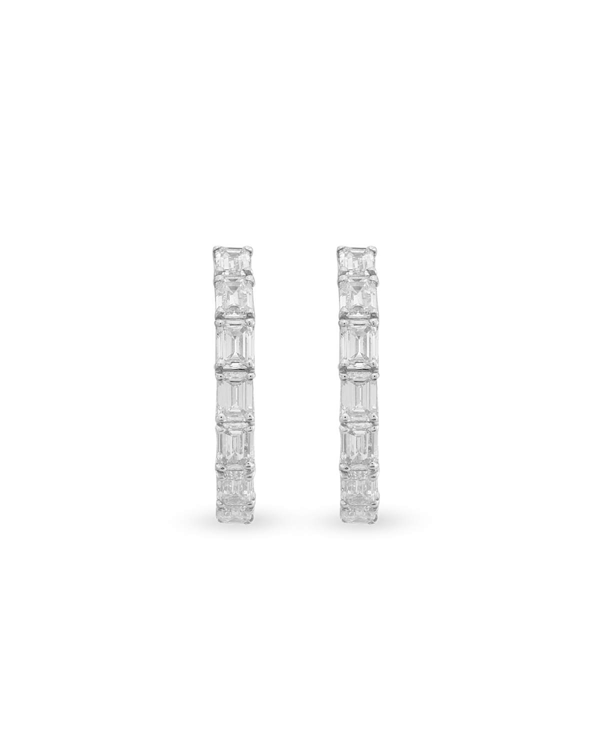 Baguette Glam Emerald Hoop Earrings