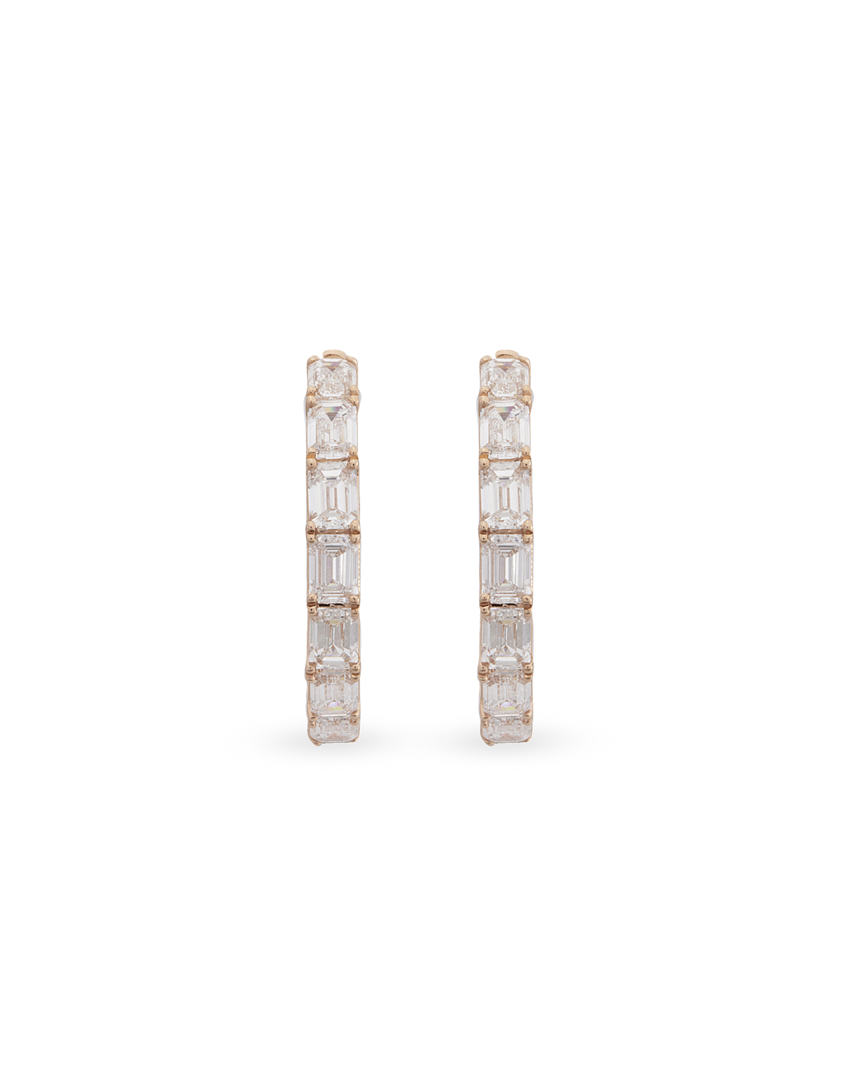 Baguette Glam Ruby Hoop Earrings