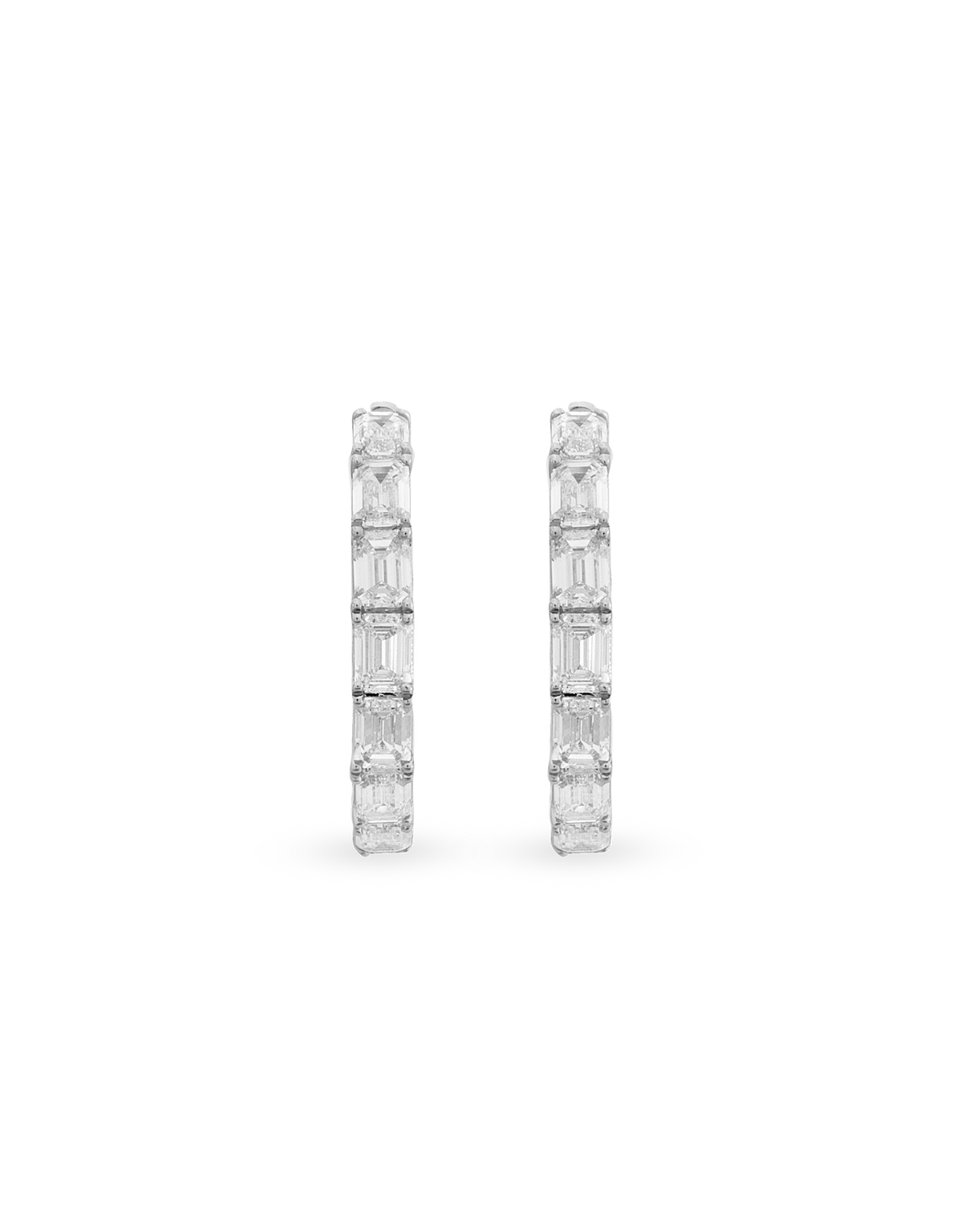 Baguette Glam Sapphire Hoop Earrings
