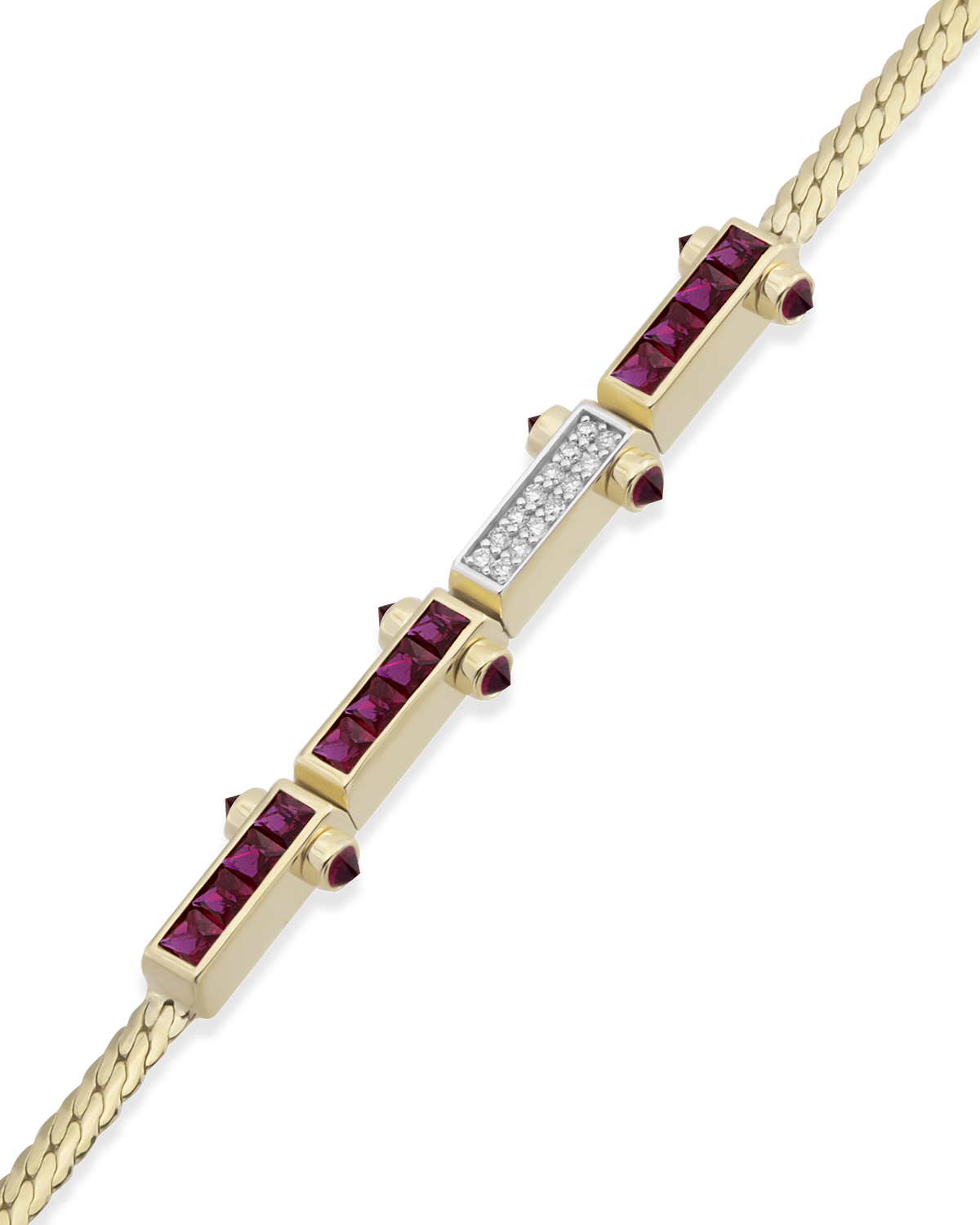 Bar Gem Woven Chain Bracelet
