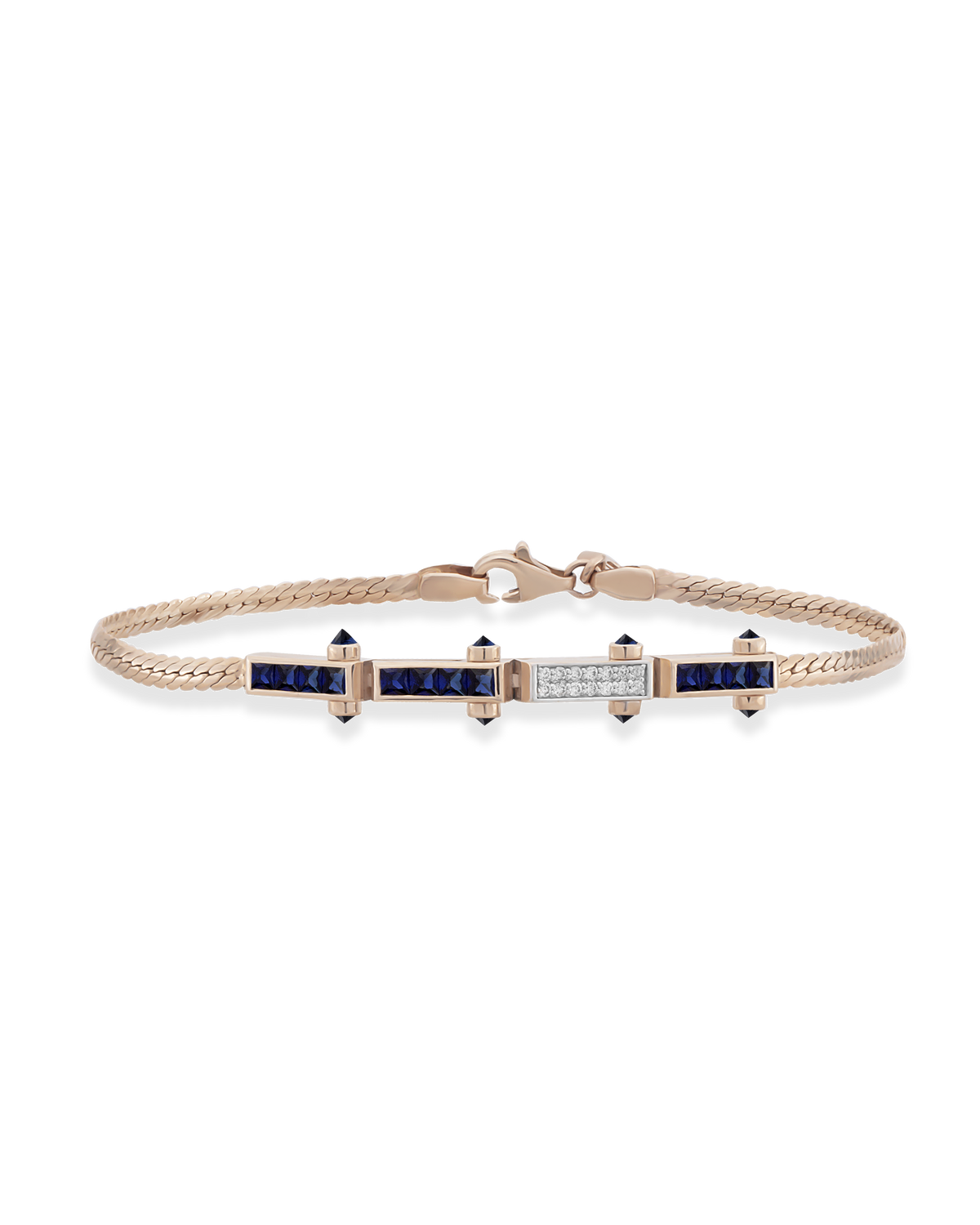 Bar Gem Woven Chain Bracelet