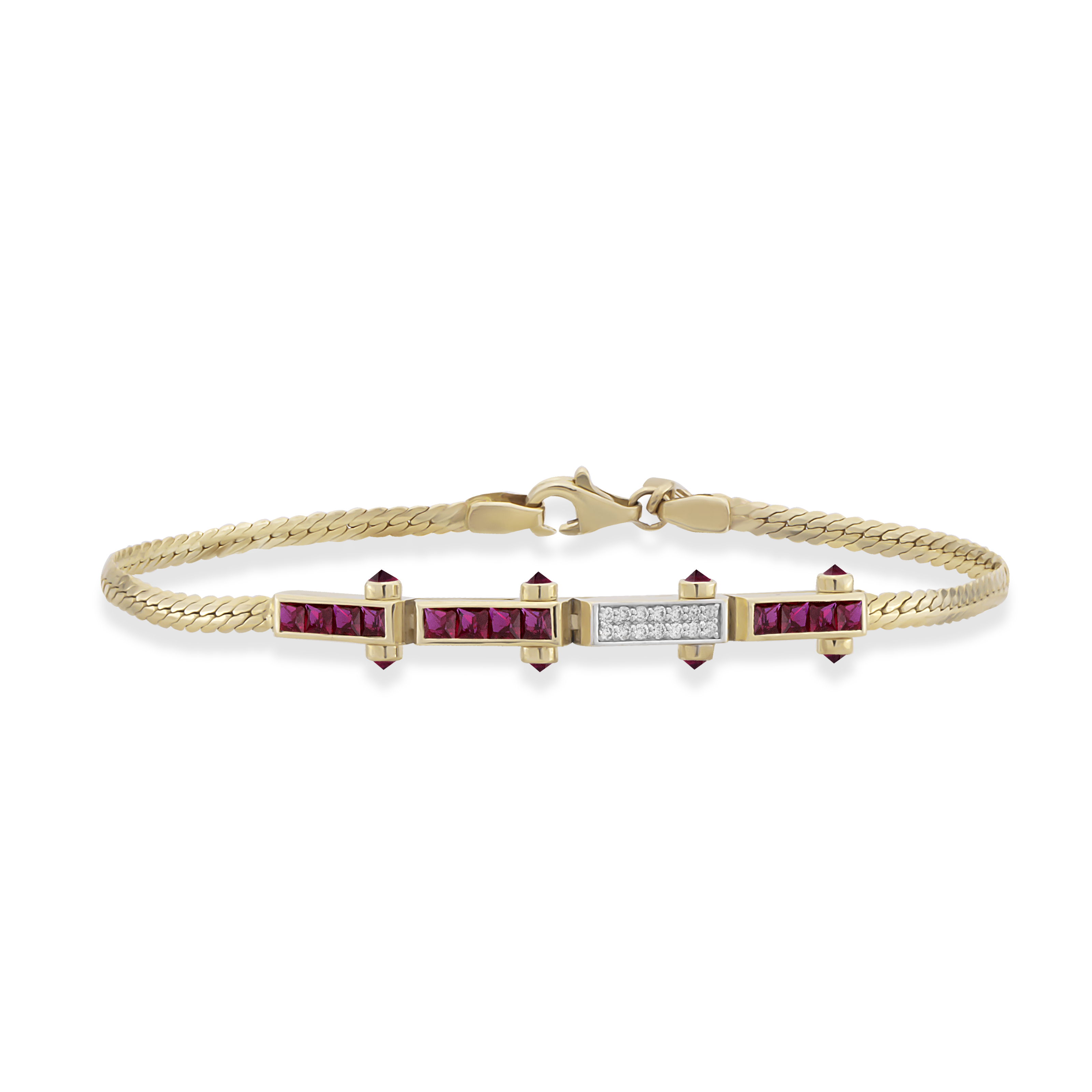 Bar Gem Woven Chain Bracelet