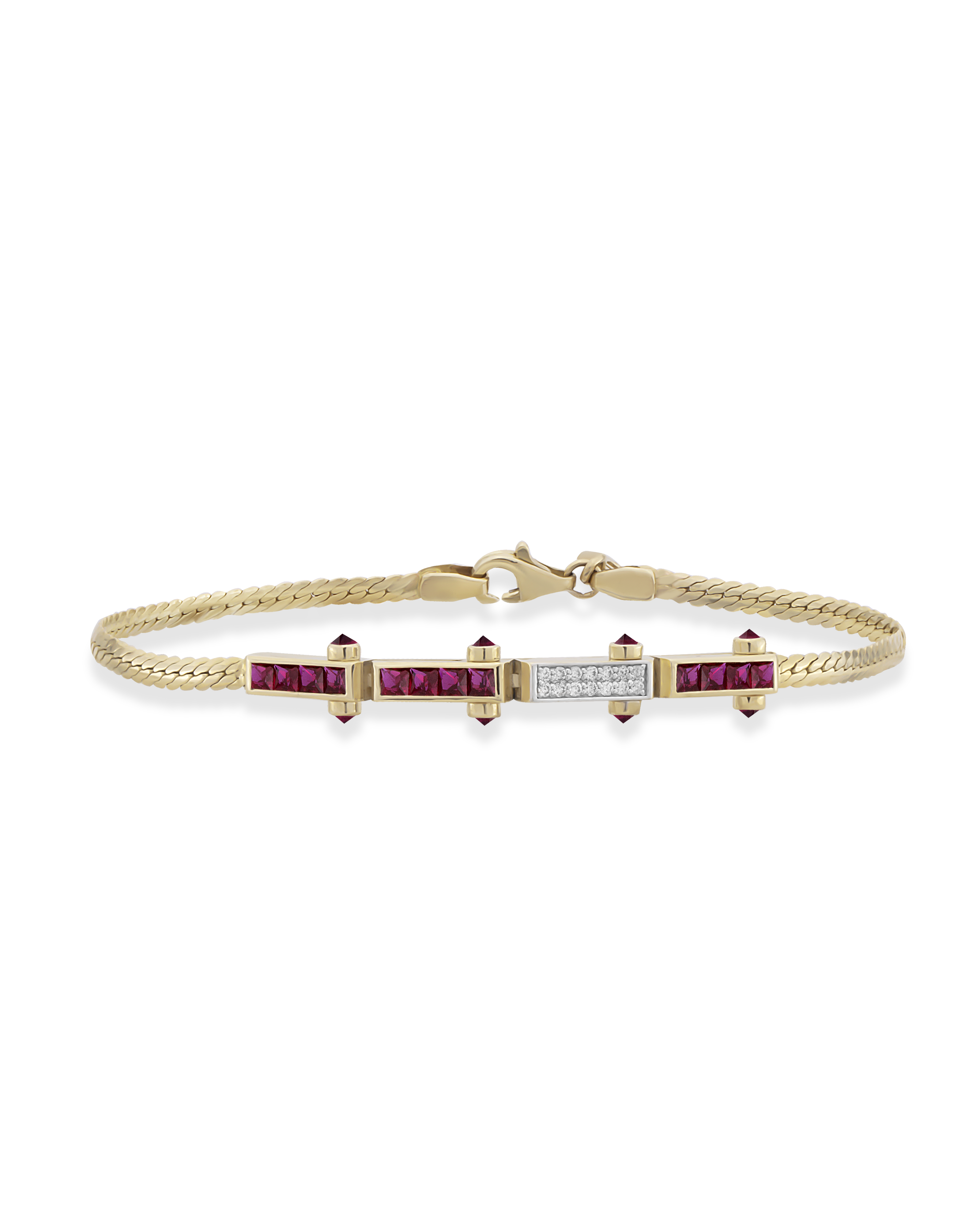 Bar Gem Woven Chain Bracelet