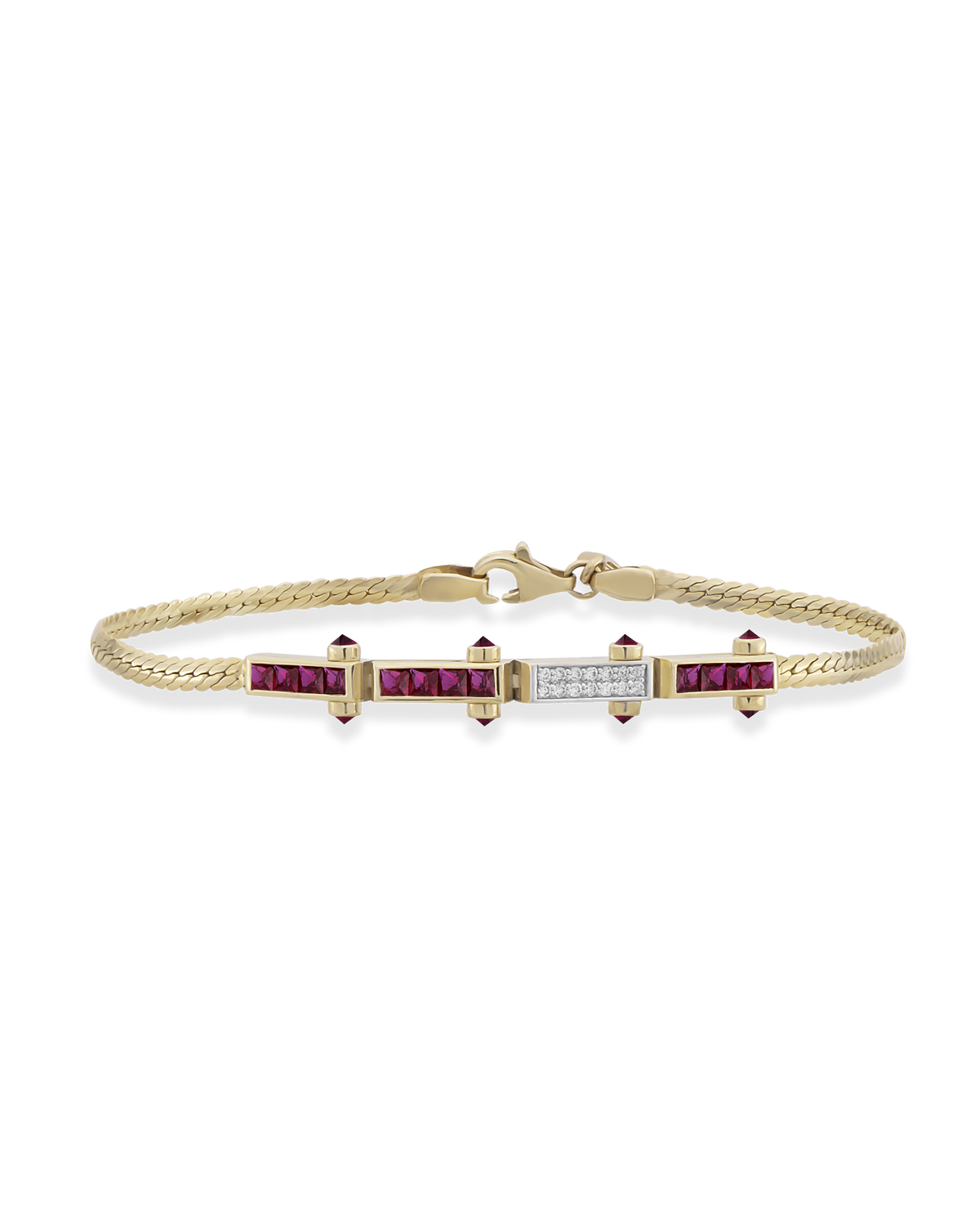 Bar Gem Woven Chain Bracelet
