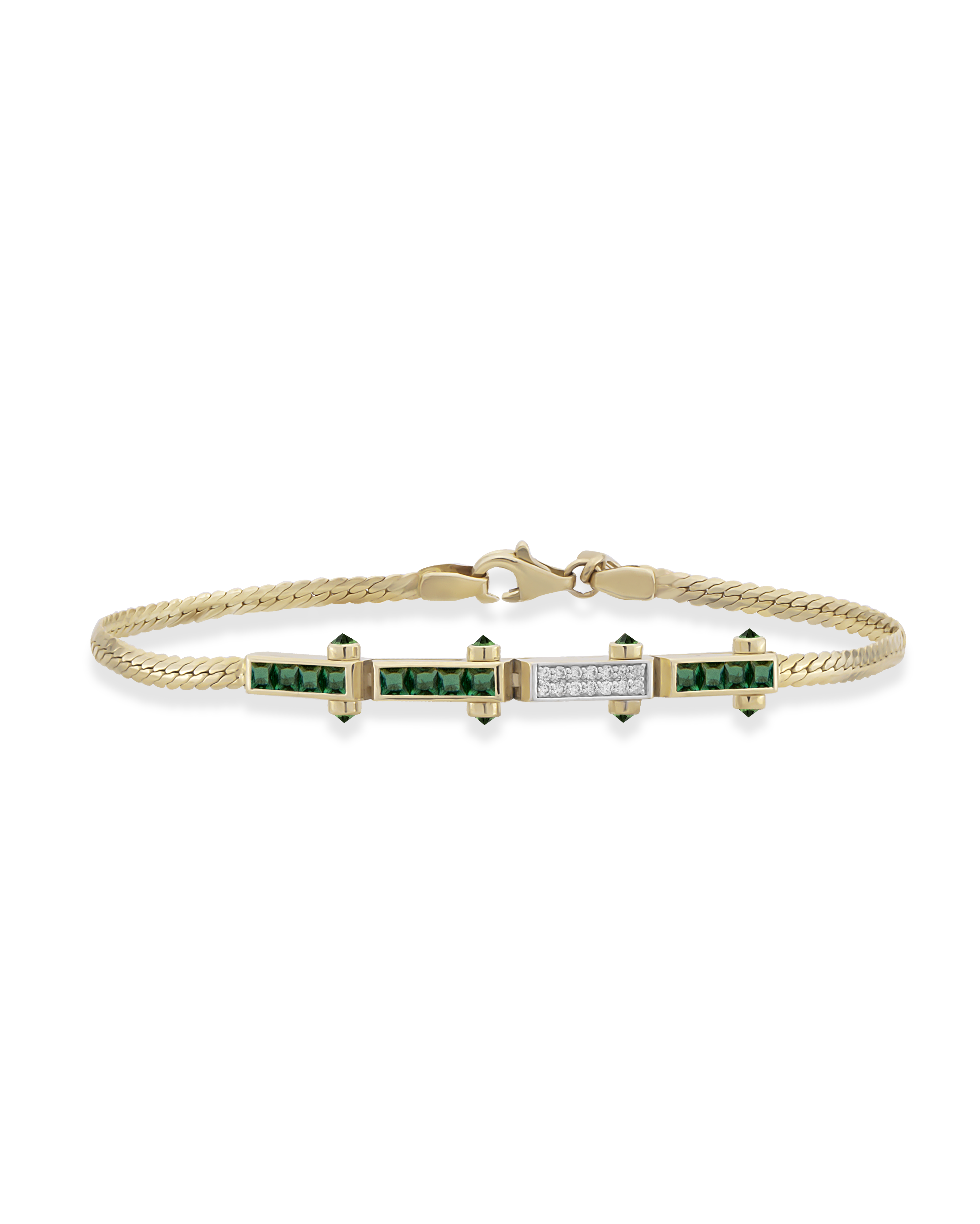 Bar Gem Woven Chain Bracelet