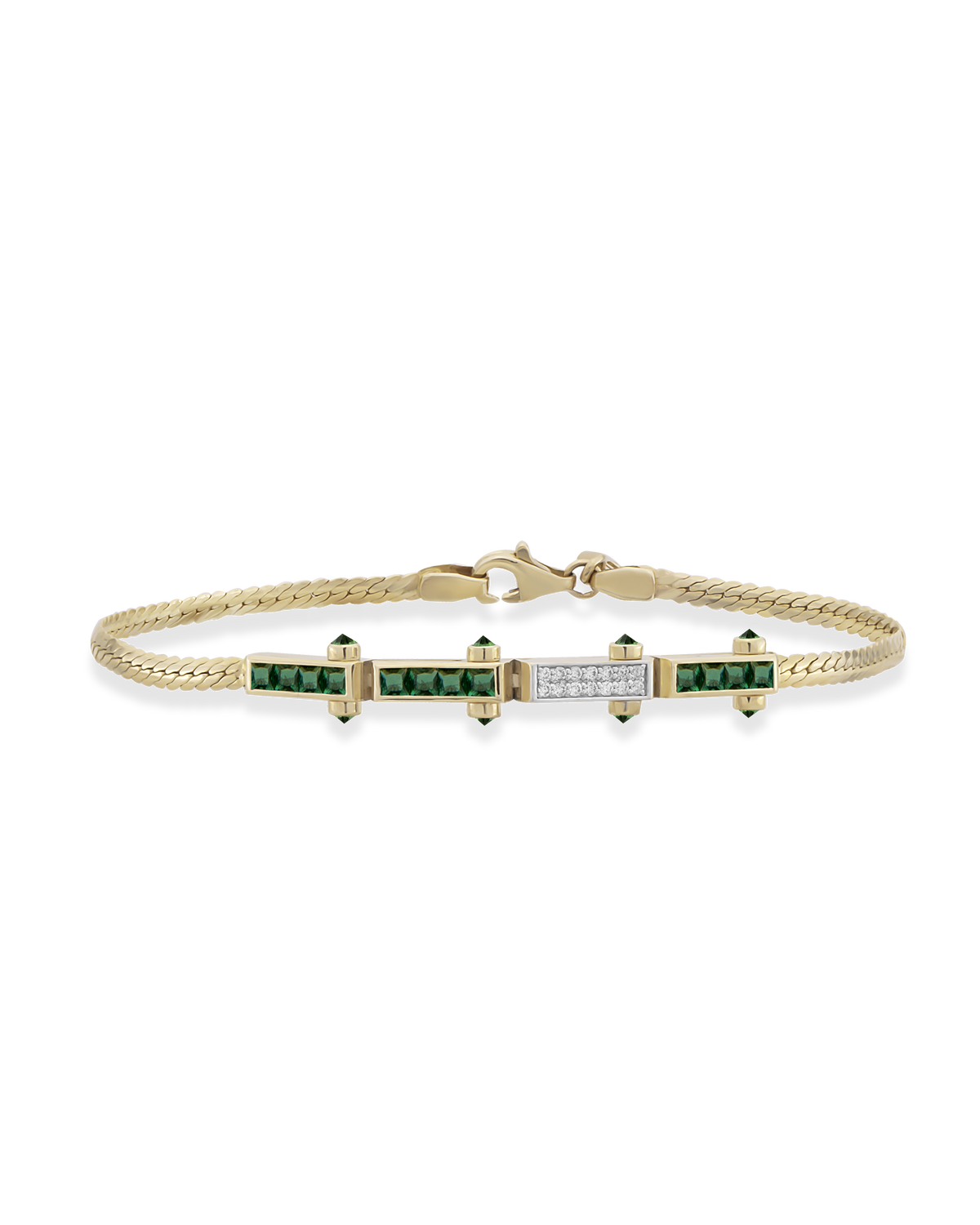 Bar Gem Woven Chain Bracelet