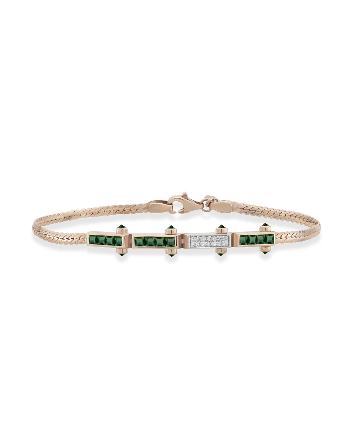 Bar Gem Woven Chain Bracelet