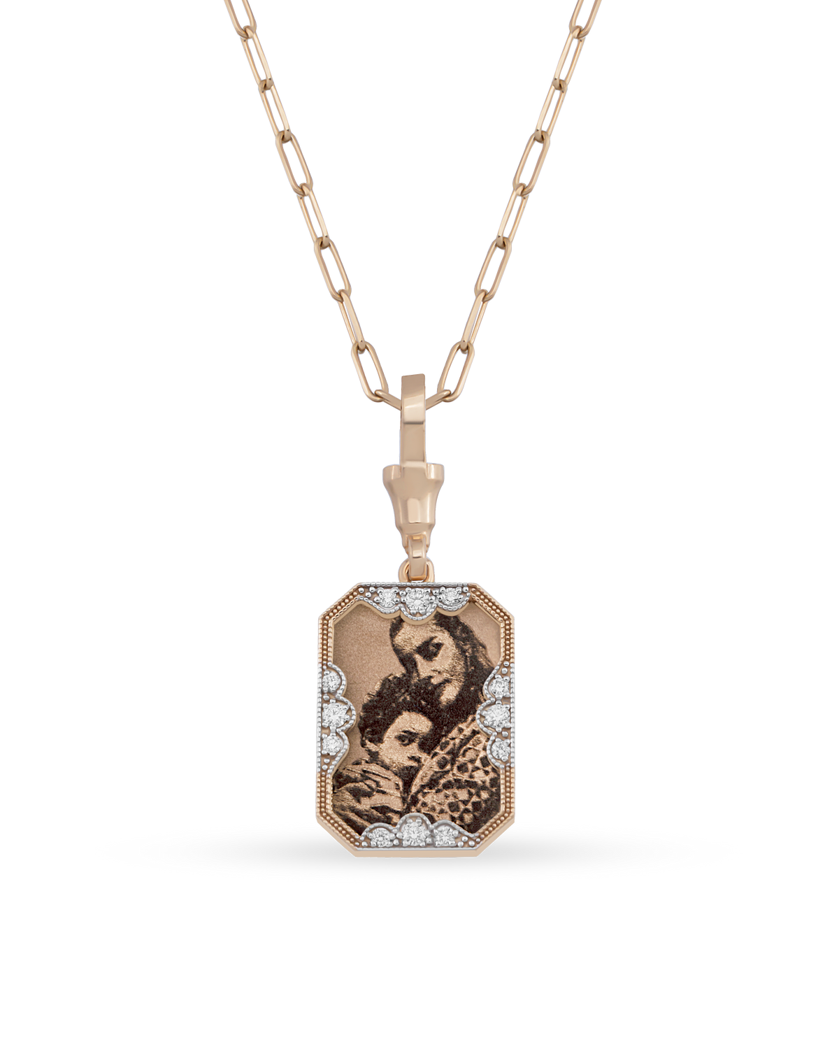 Instant Memories Recta Photo Engraved Necklace