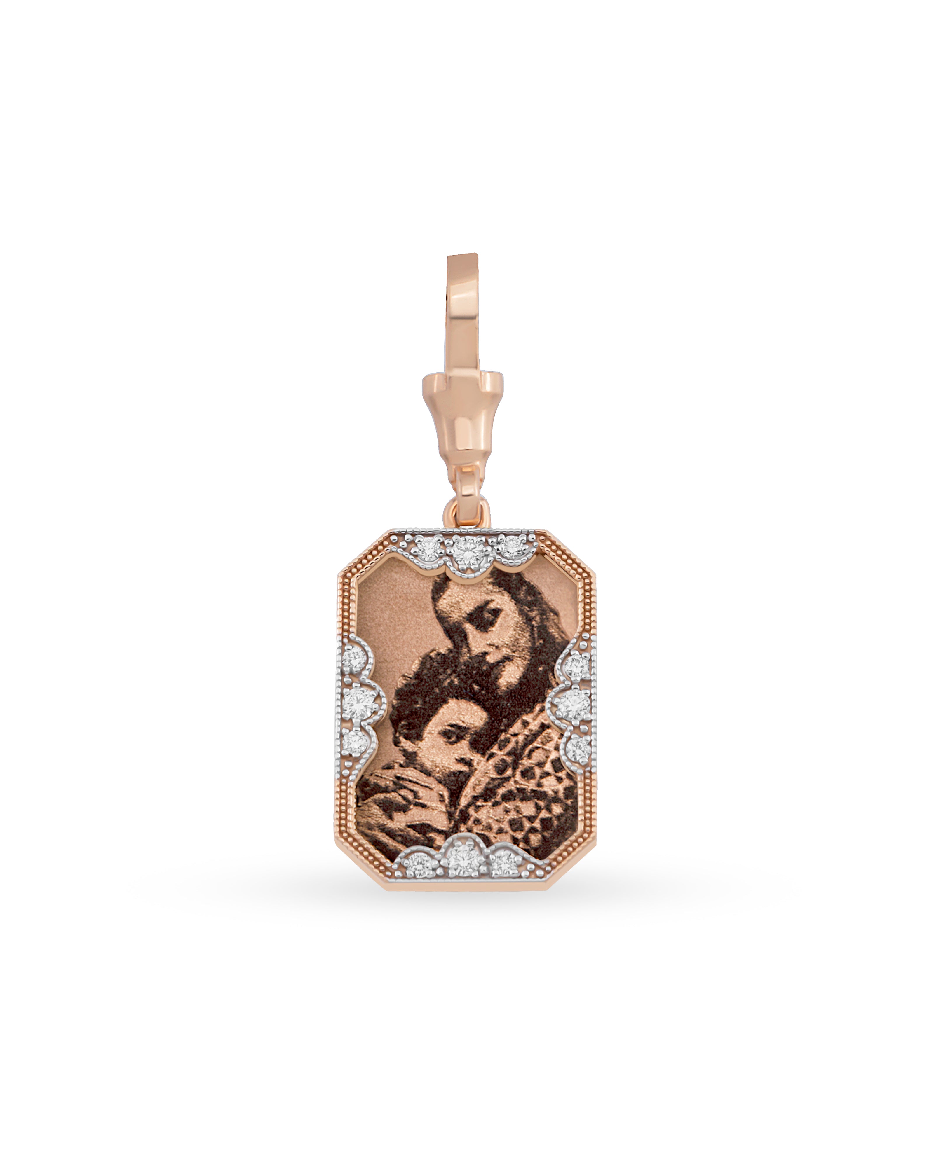 Instant Memories Recta Photo Engraved Pendant