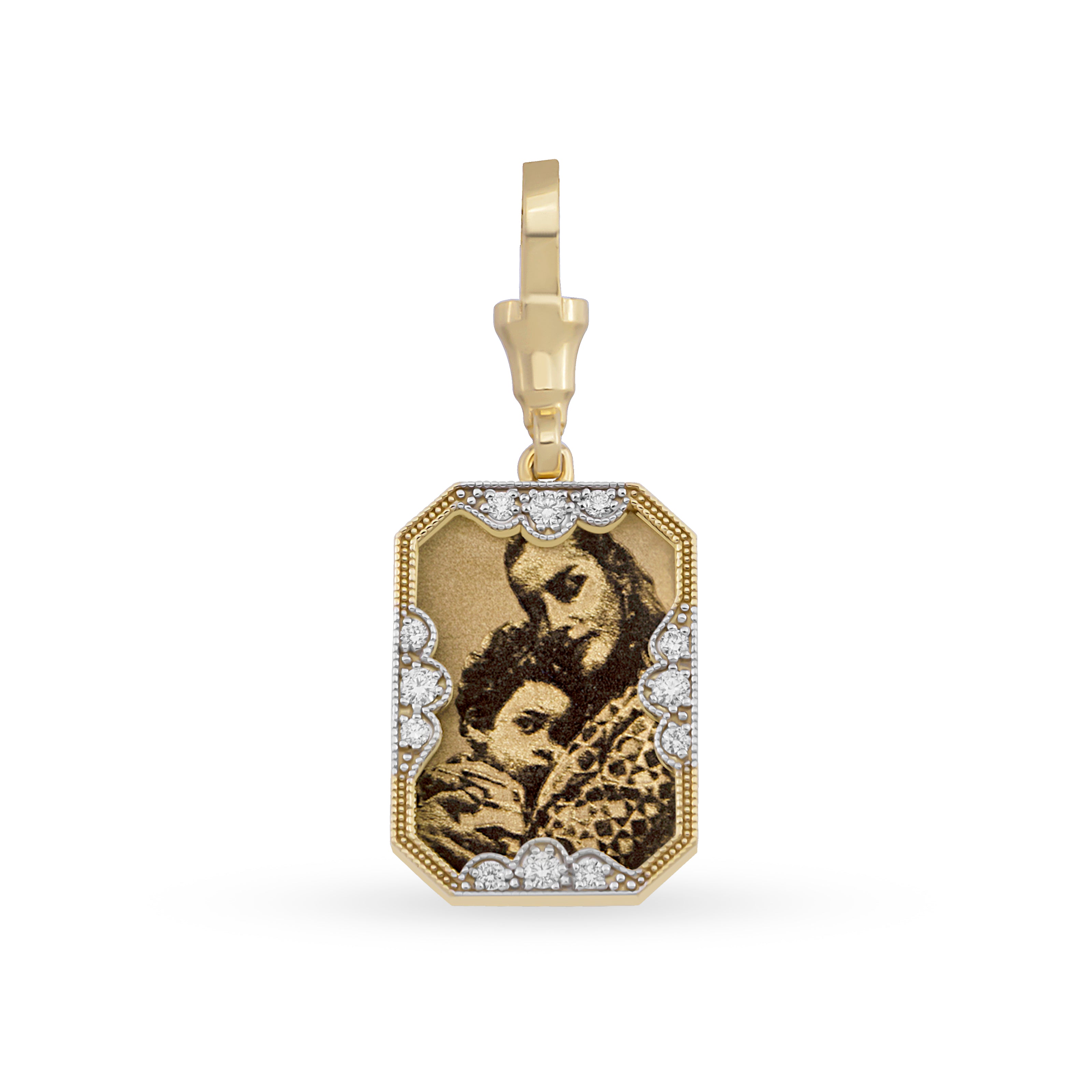 Instant Memories Recta Photo Engraved Pendant