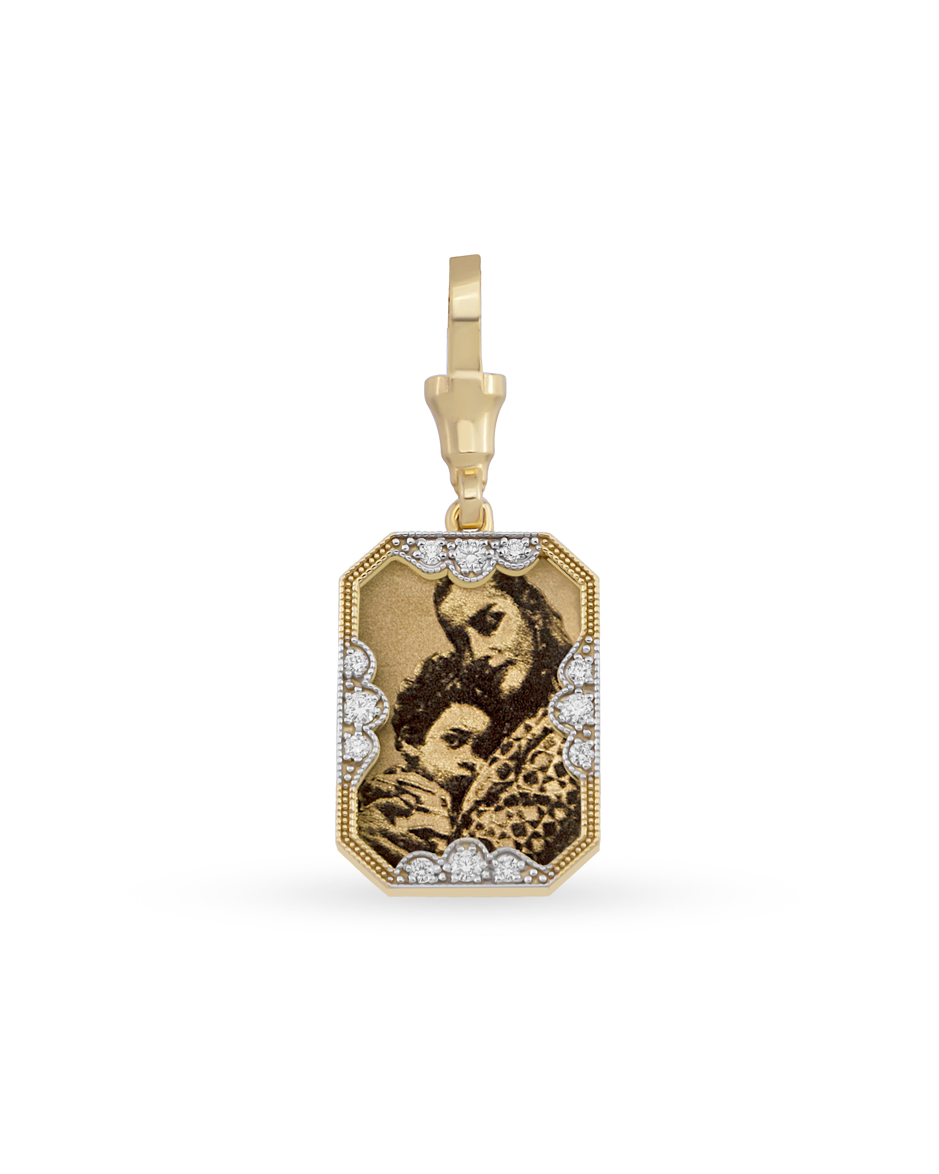 Instant Memories Recta Photo Engraved Pendant