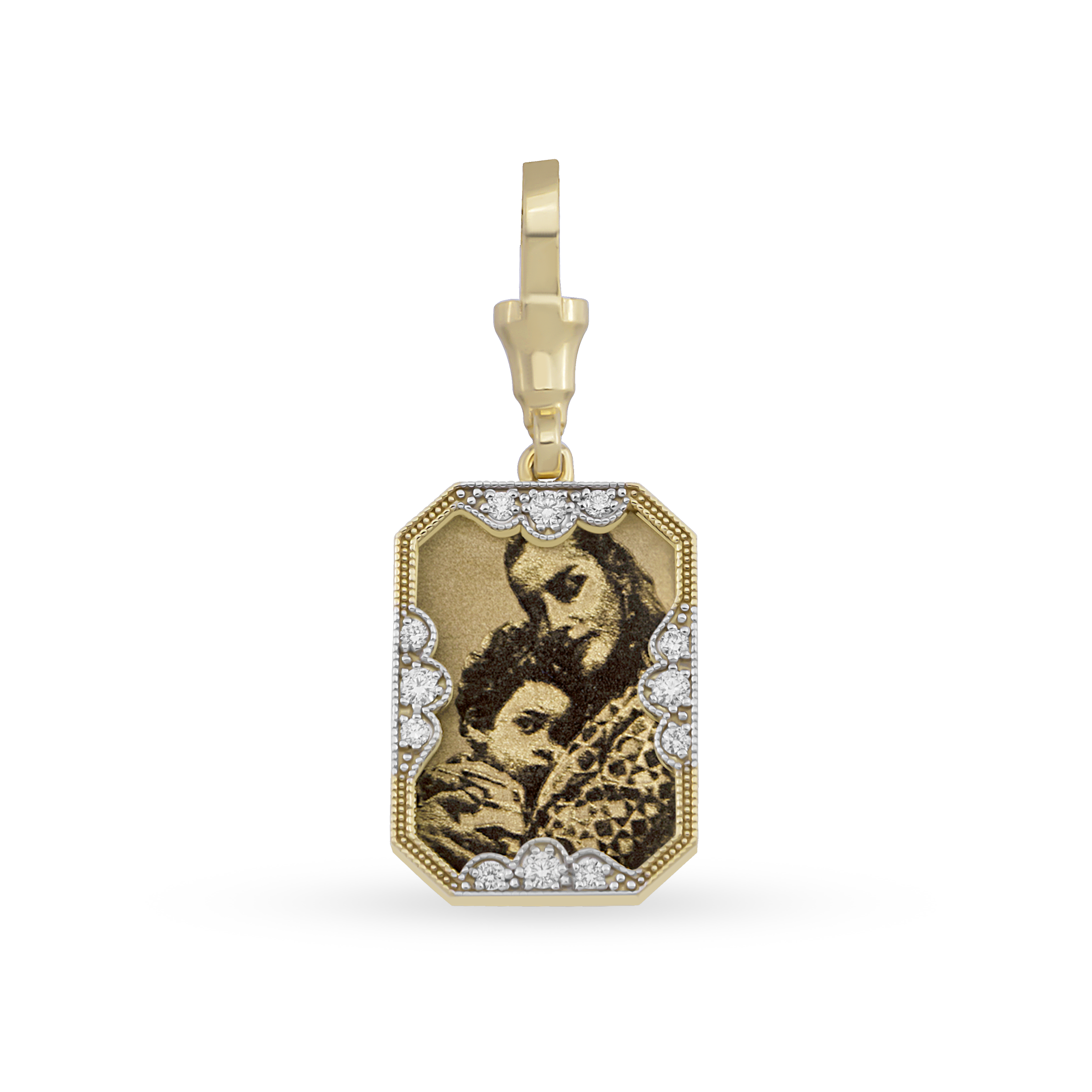 Instant Memories Recta Photo Engraved Pendant