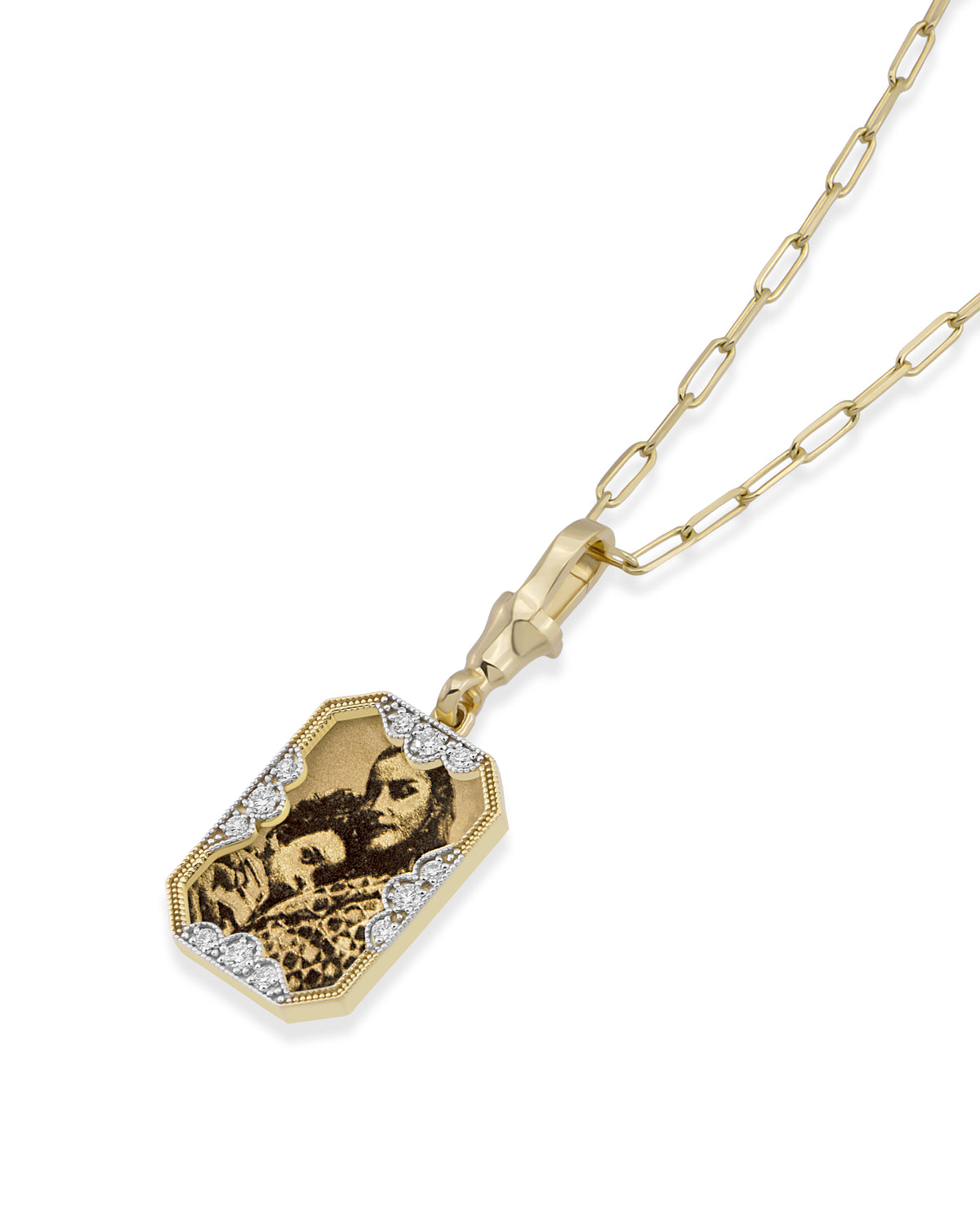 Instant Memories Recta Photo Engraved Necklace