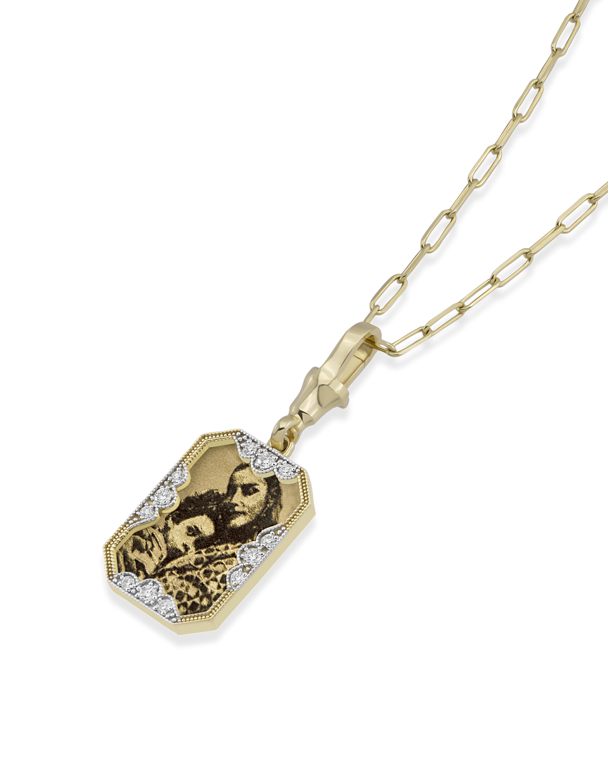 Instant Memories Recta Photo Engraved Necklace