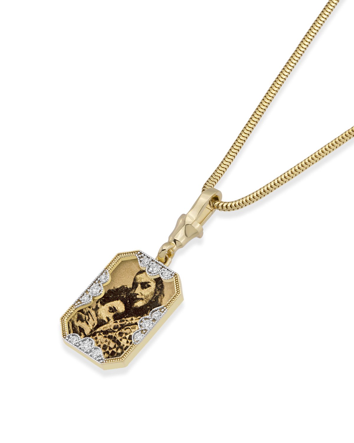 Instant Memories Recta Photo Engraved Necklace