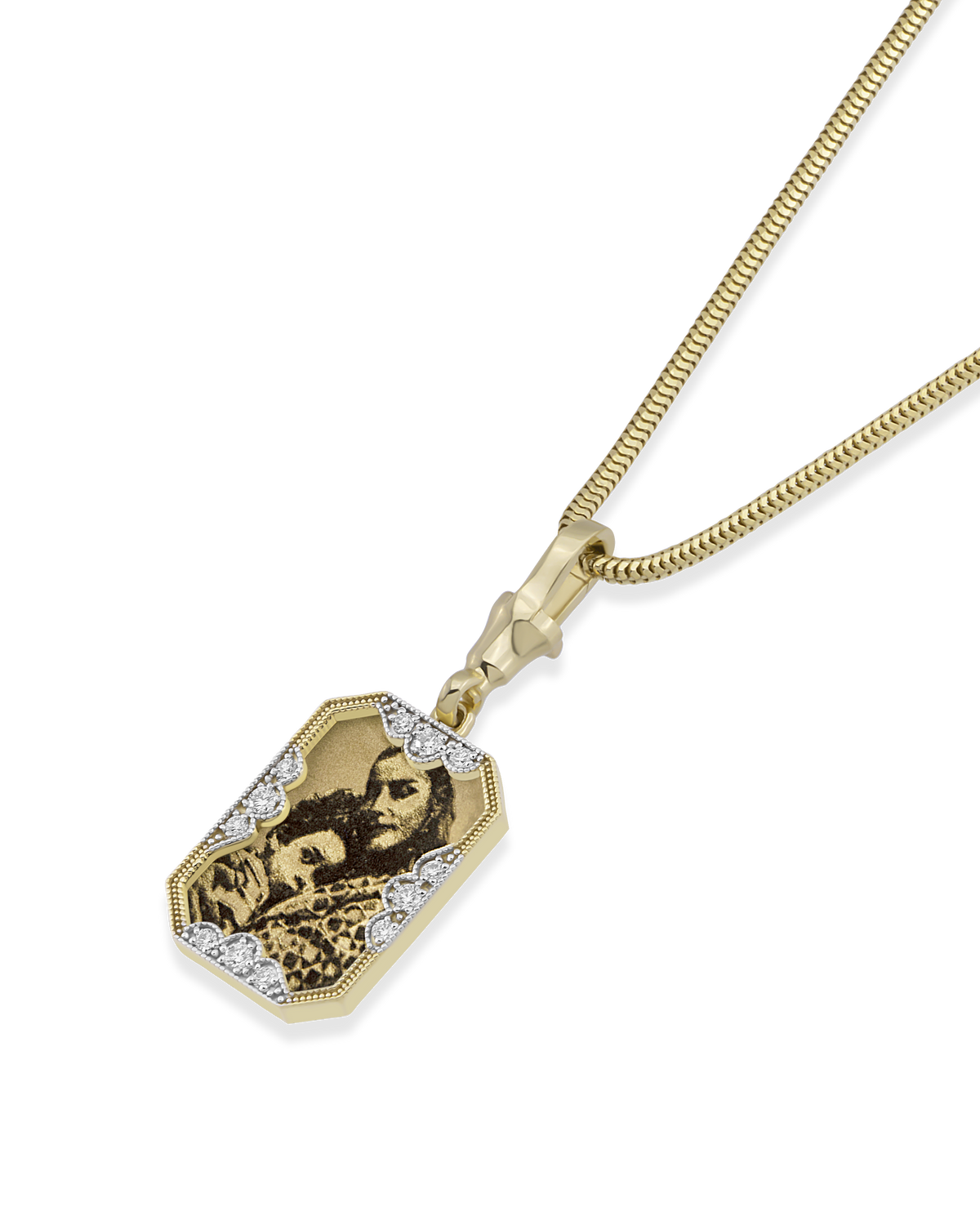 Instant Memories Recta Photo Engraved Necklace