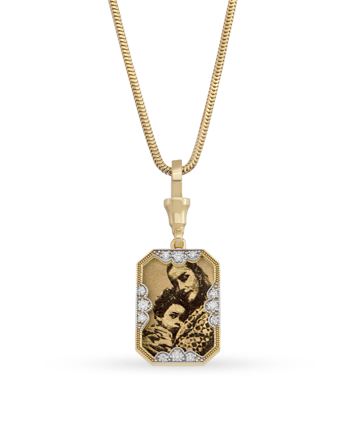 Instant Memories Recta Photo Engraved Necklace