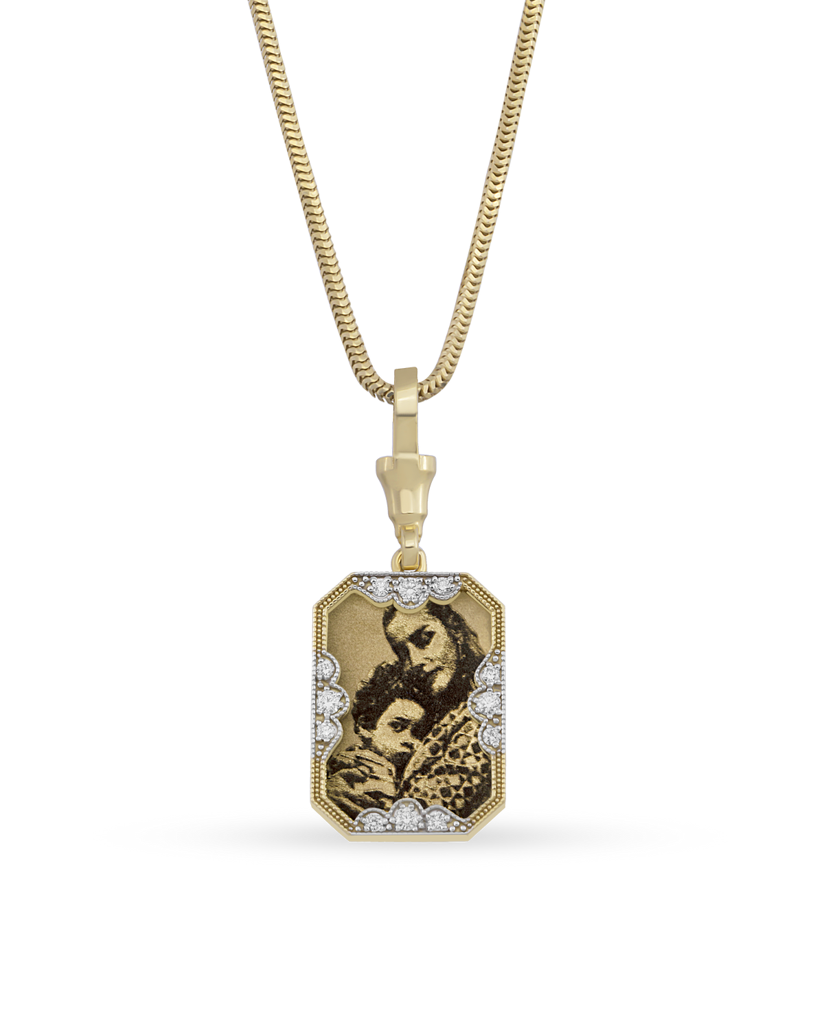 Instant Memories Recta Photo Engraved Necklace