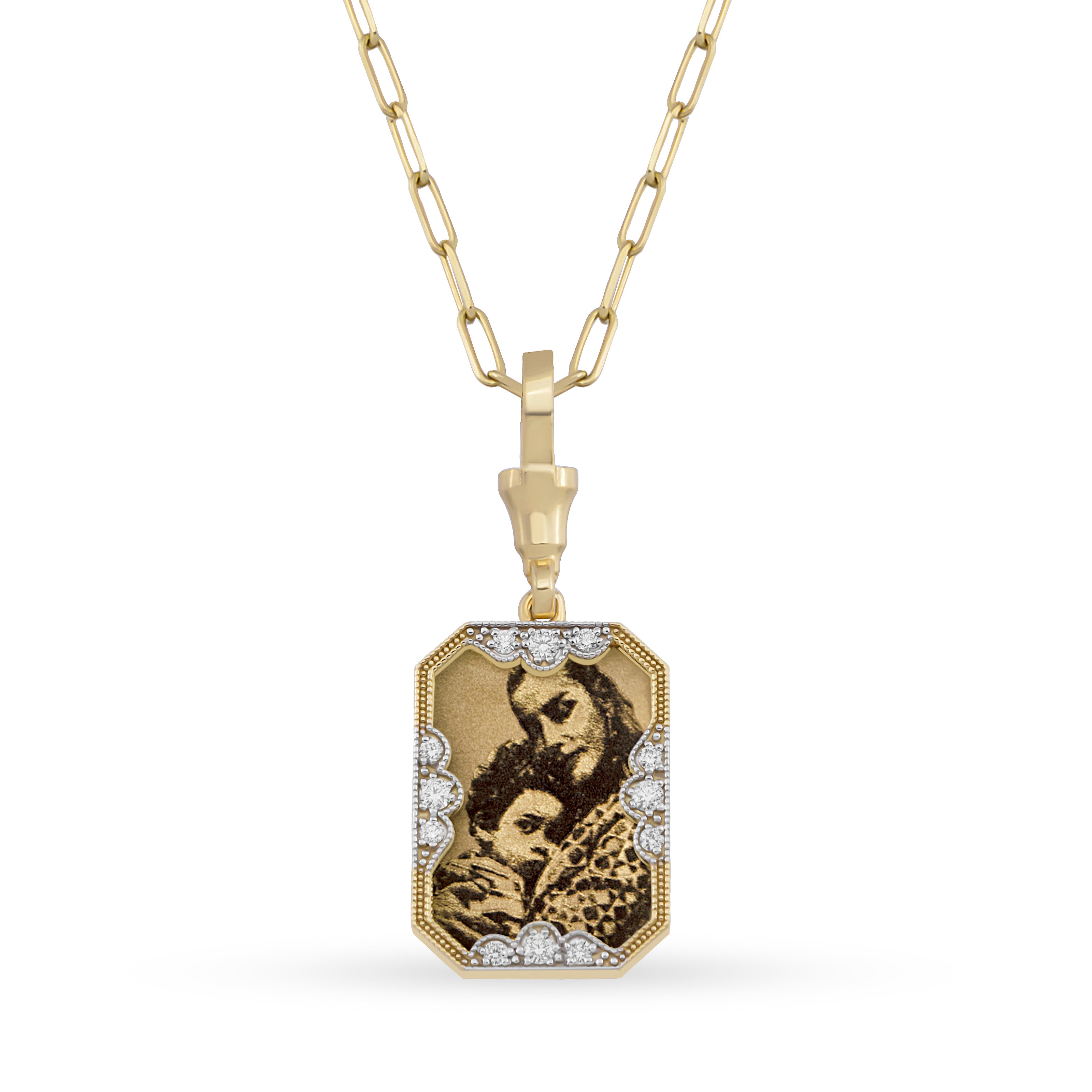 Instant Memories Recta Photo Engraved Necklace