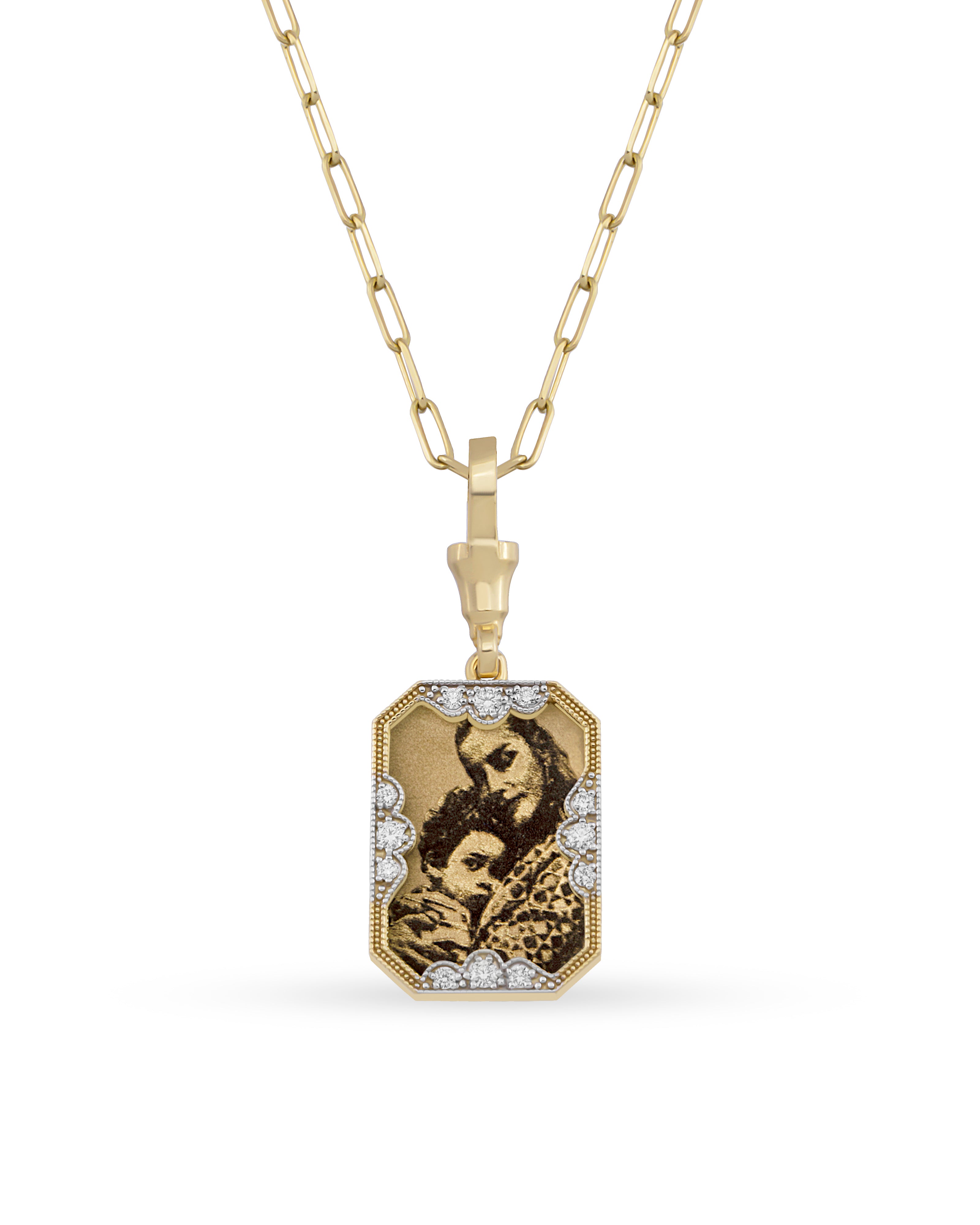 Instant Memories Recta Photo Engraved Necklace