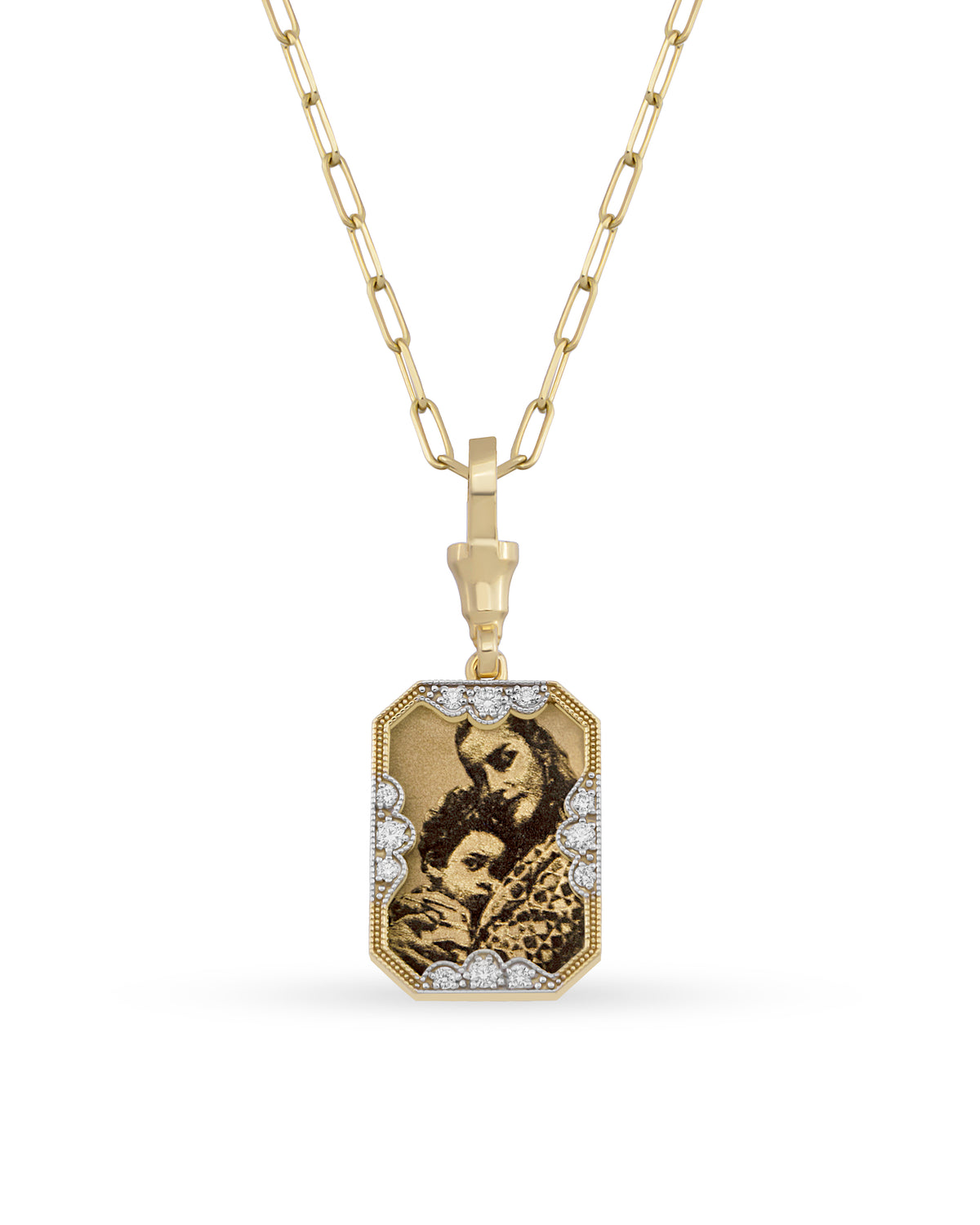 Instant Memories Recta Photo Engraved Necklace