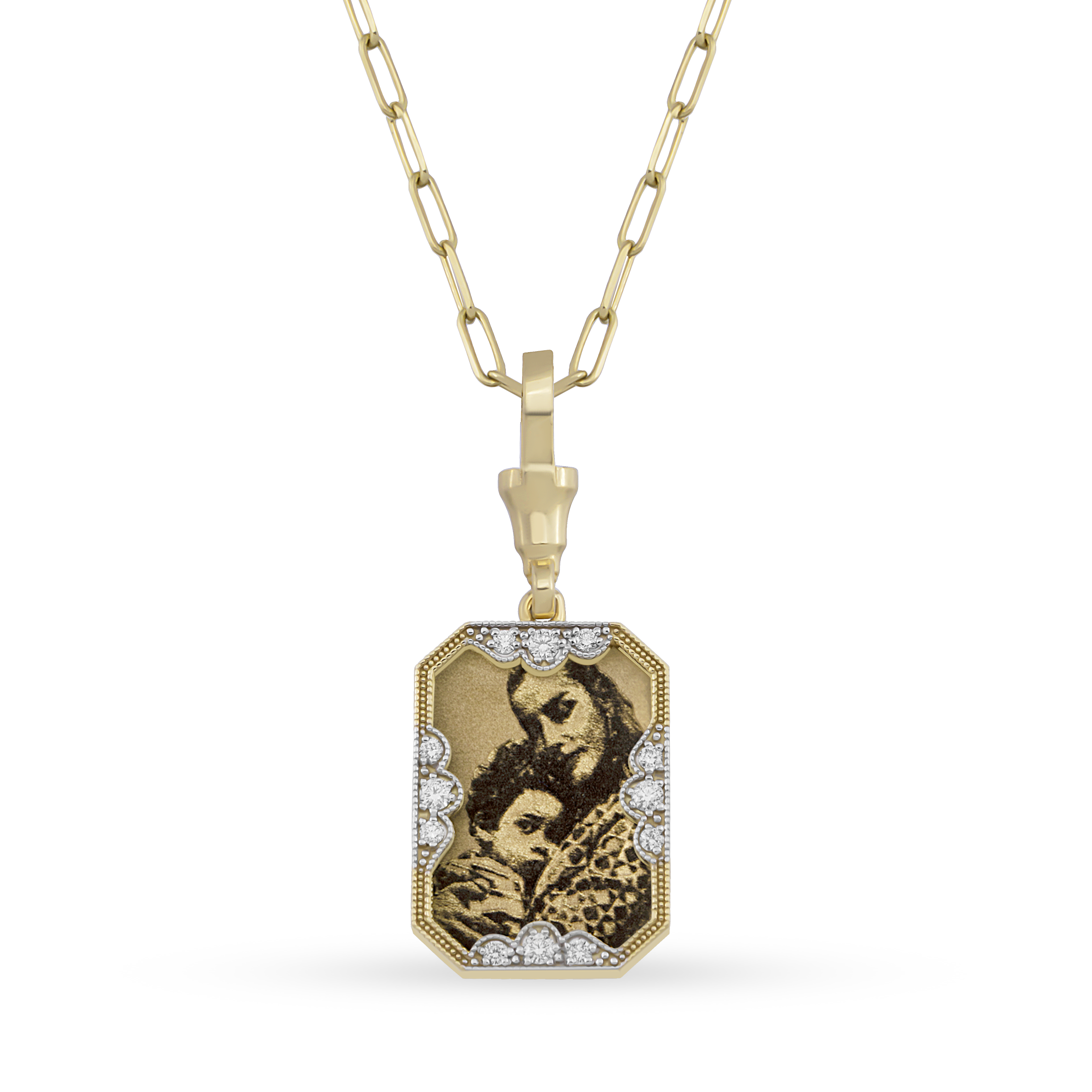 Instant Memories Recta Photo Engraved Necklace