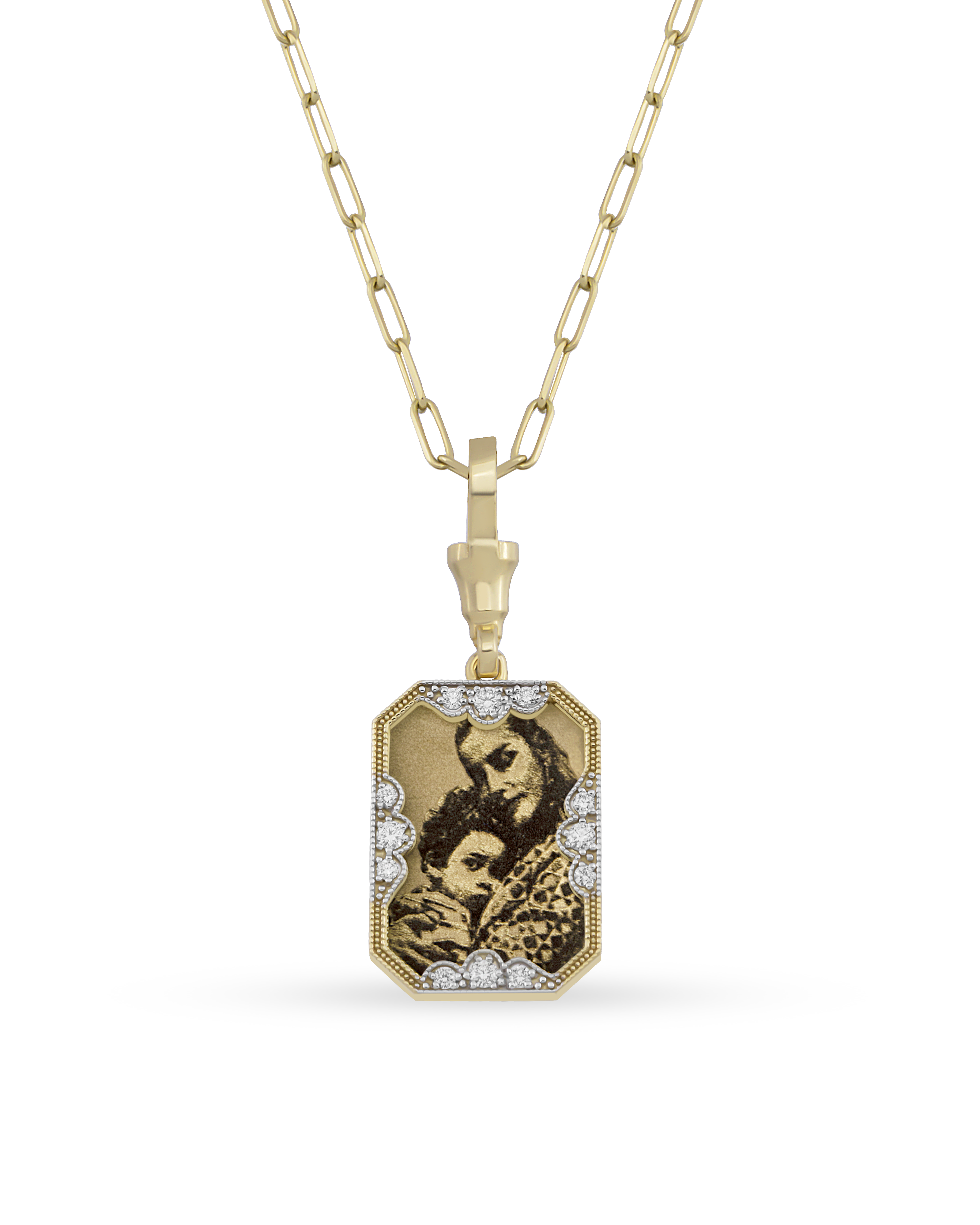 Instant Memories Recta Photo Engraved Necklace