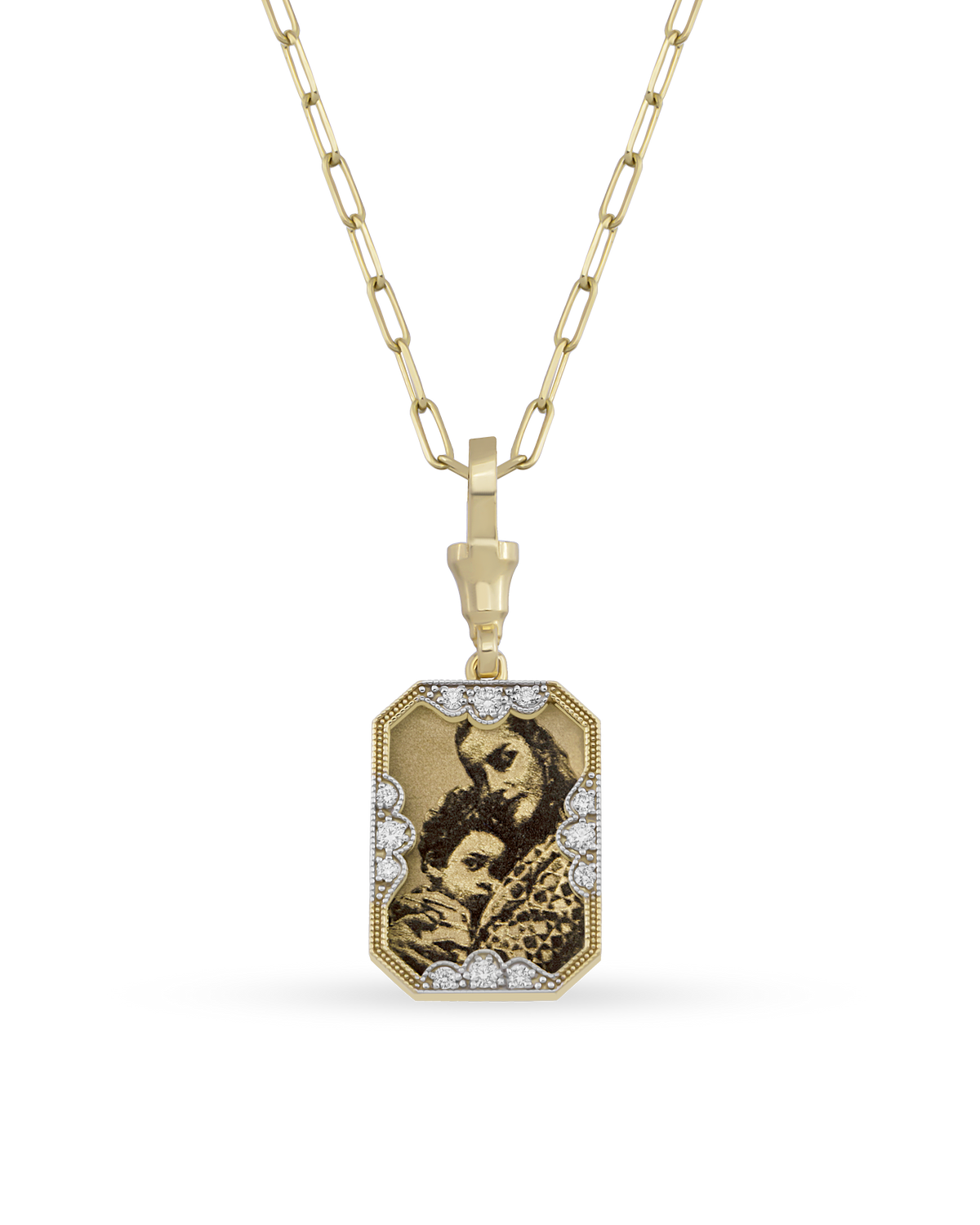 Instant Memories Recta Photo Engraved Necklace