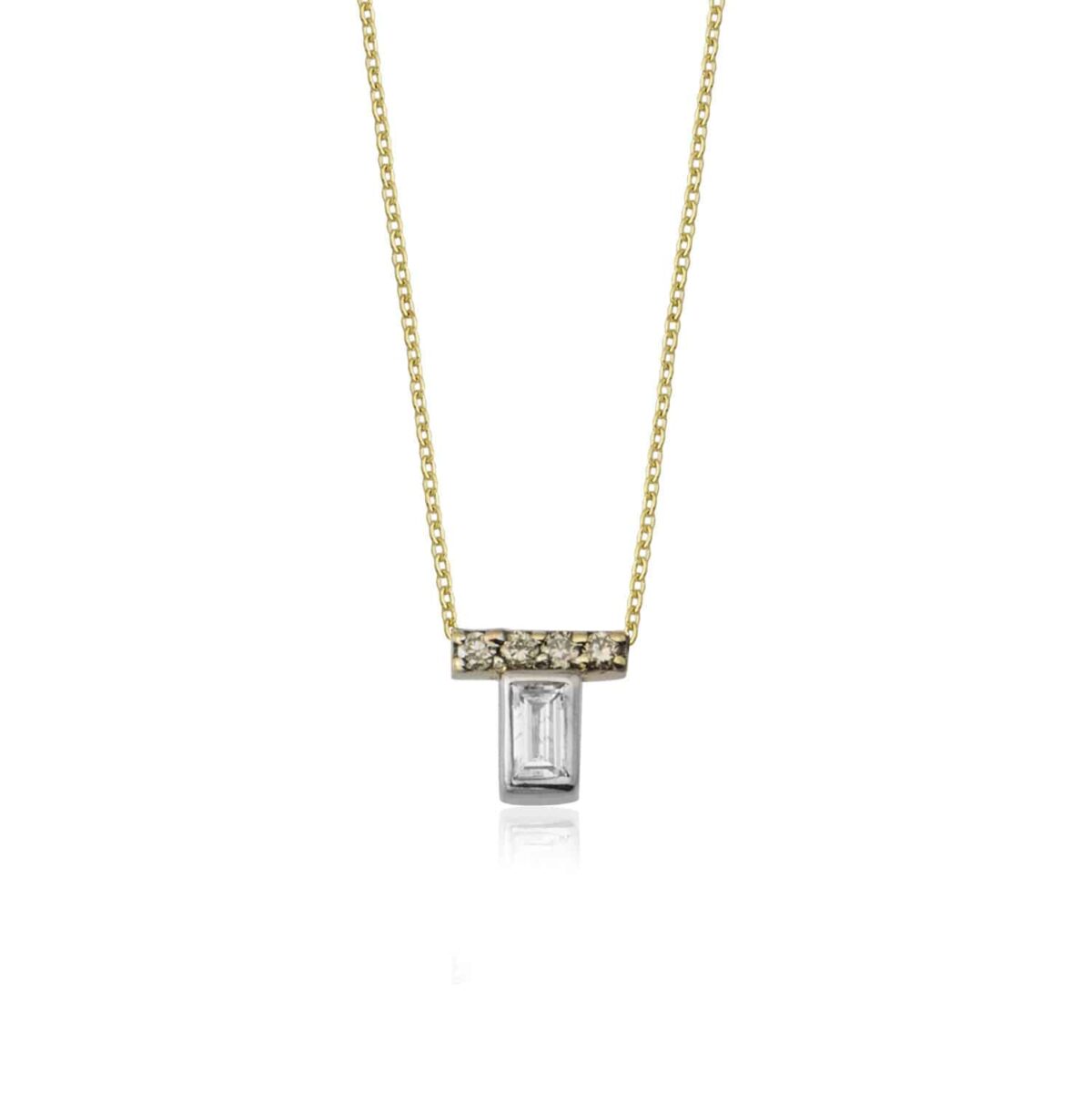 Baguette Stripe Necklace (Champagne Diamond)