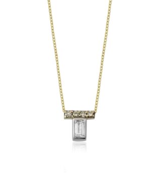 Baguette Stripe Necklace (Champagne Diamond)