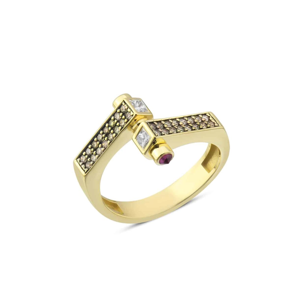 Sia Ring (Champagne Diamond) -Intersecting