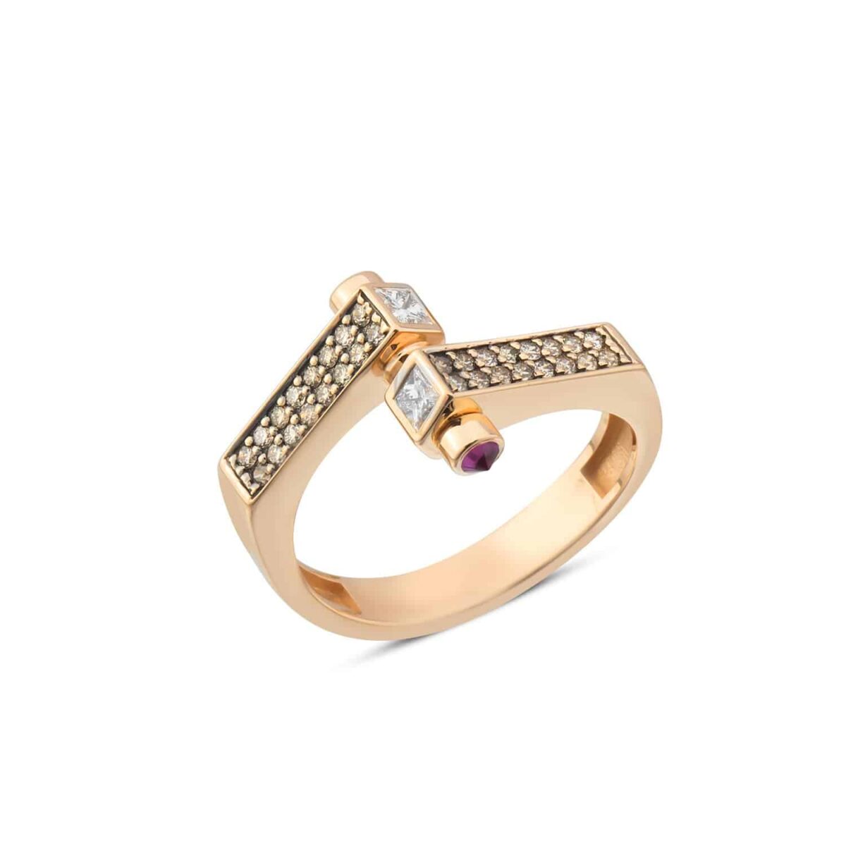 Sia Ring (Champagne Diamond) - Intersecting