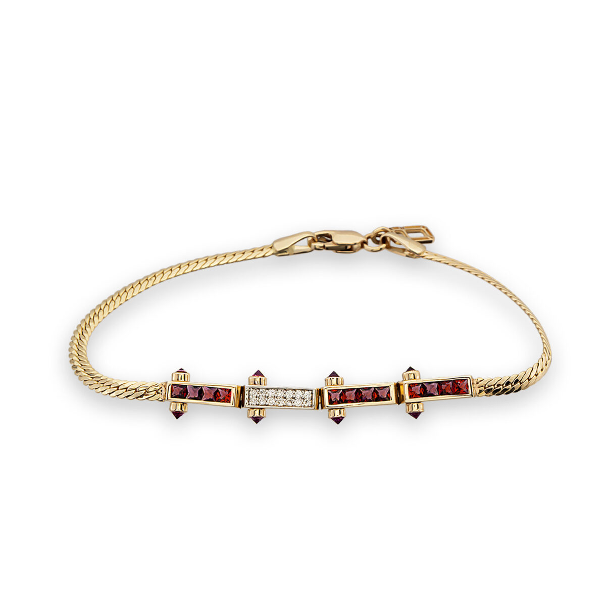 Bar Bracelet Straw Chain - Red